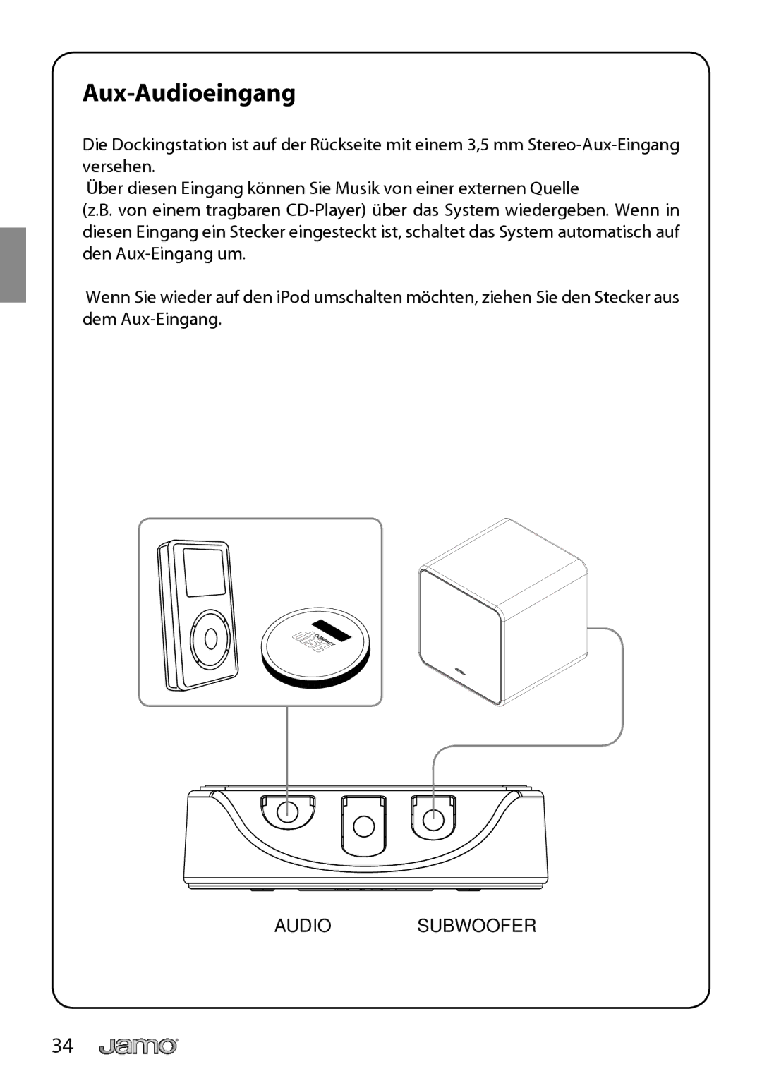 JAMO I300 manual Aux-Audioeingang 