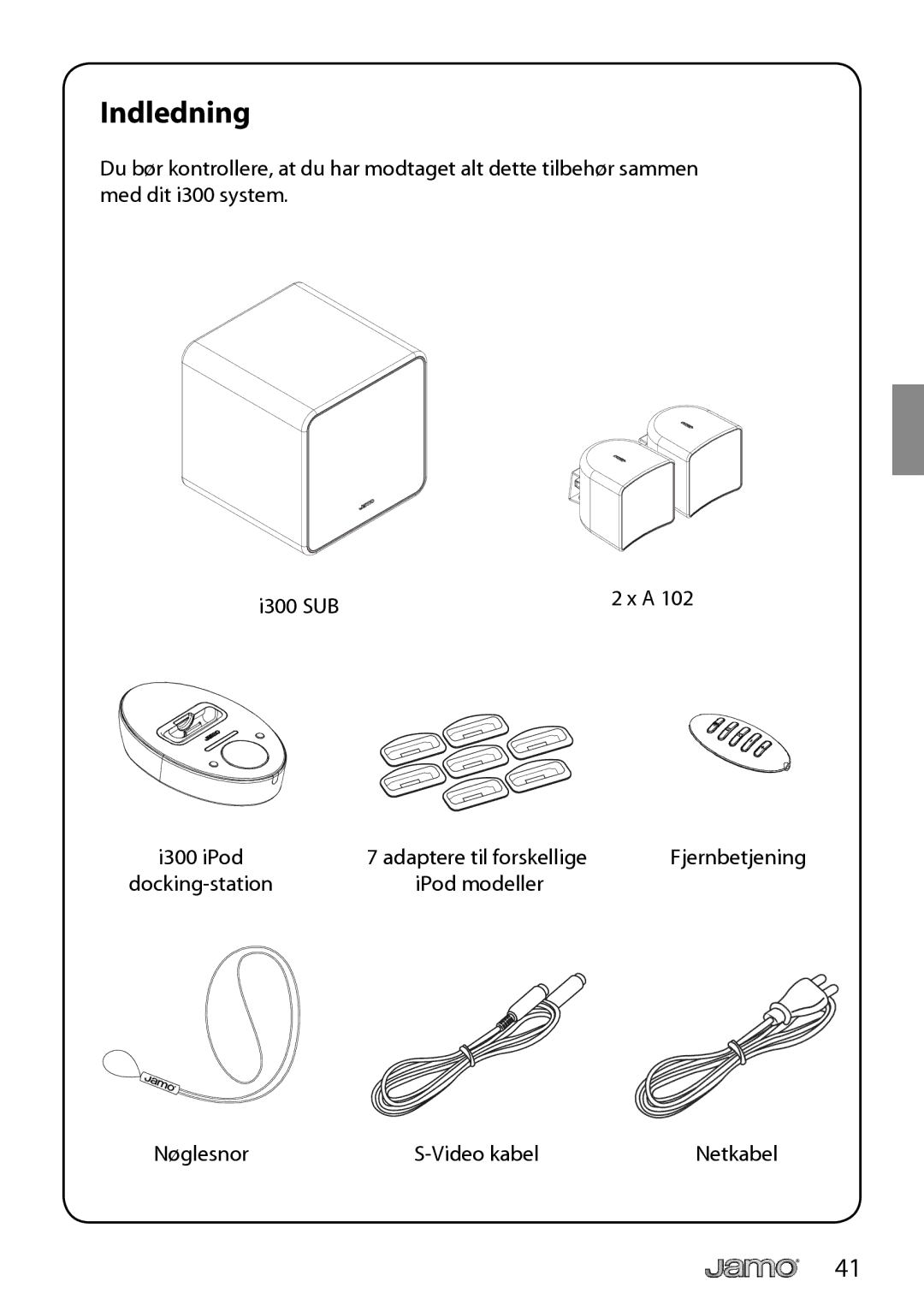 JAMO I300 manual Indledning 