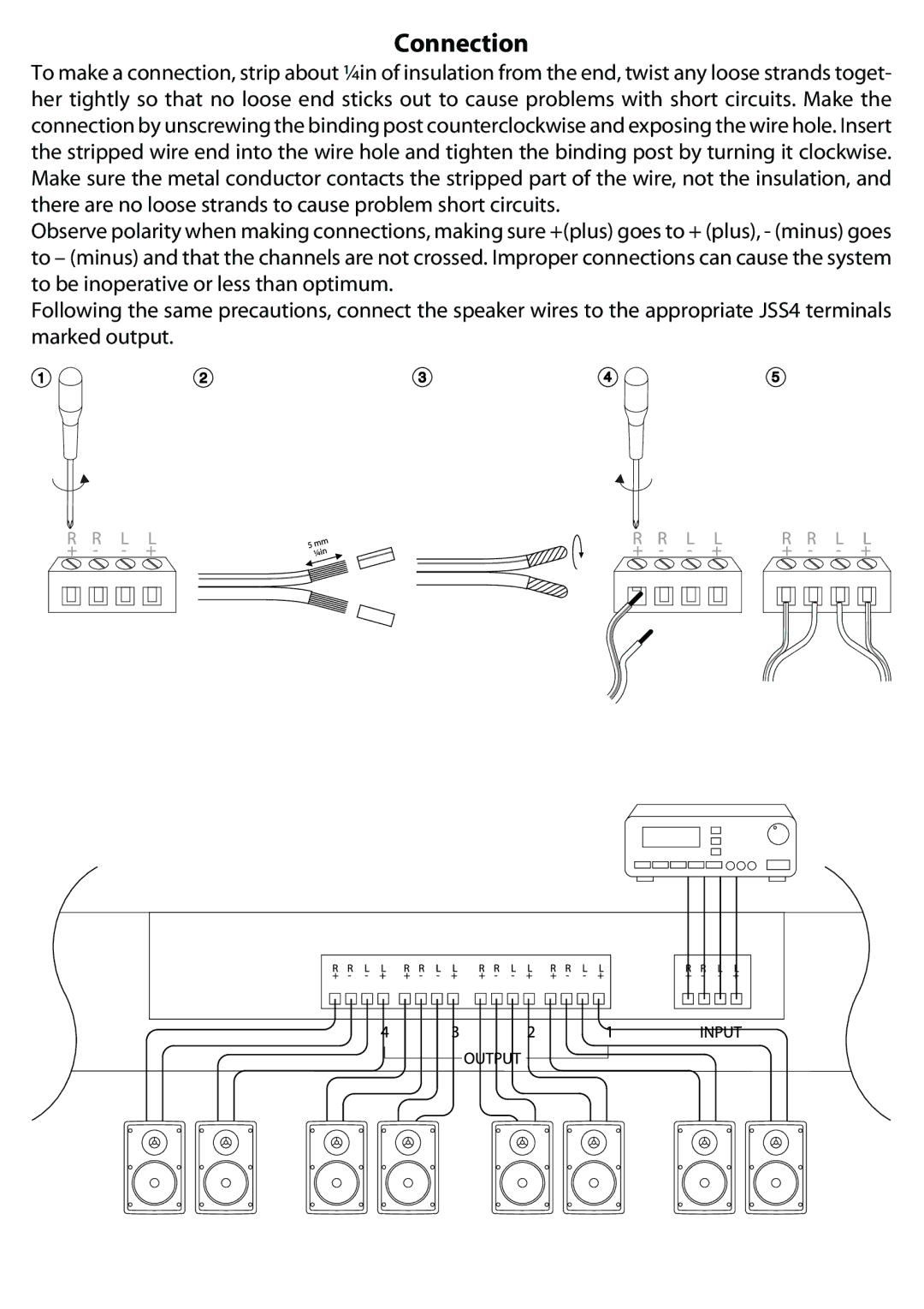 JAMO JSS4-TS manual Connection 