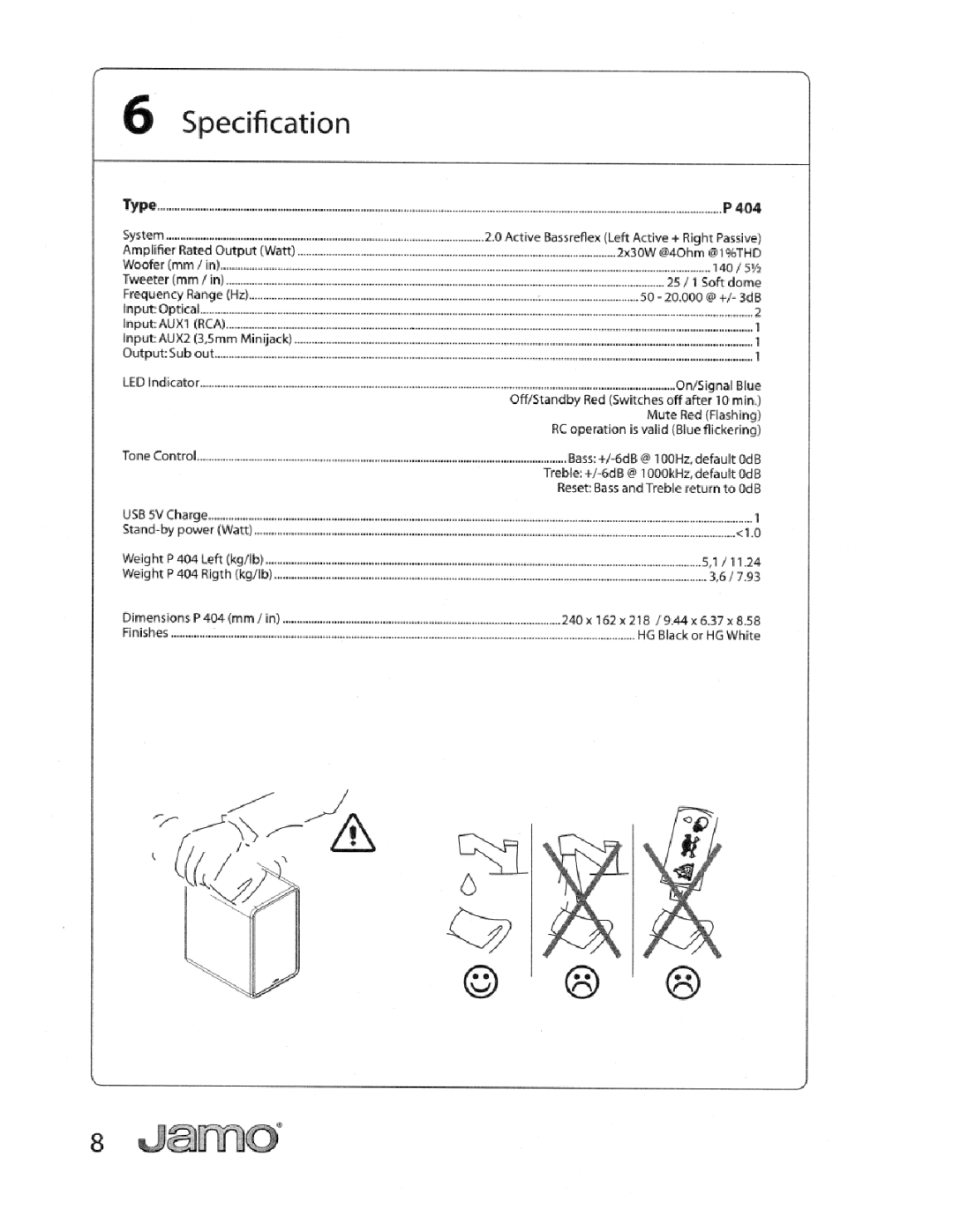 JAMO P404HG manual 