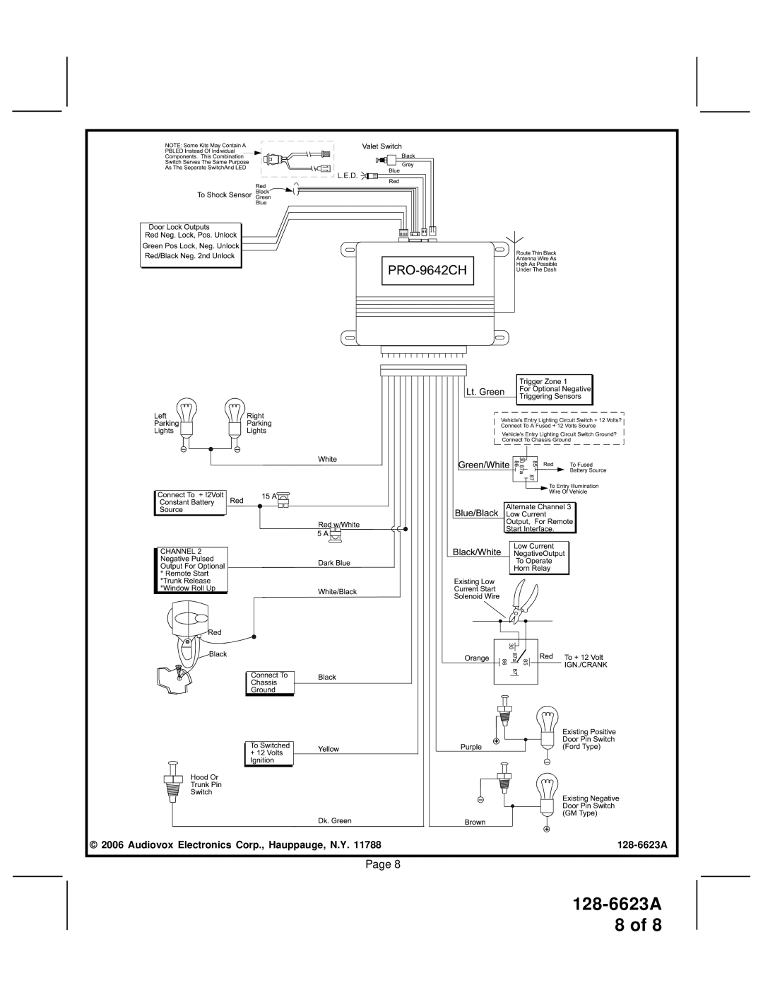 JAMO PRO-9642CH installation manual Audiovox Electronics Corp., Hauppauge, N.Y 128-6623A 