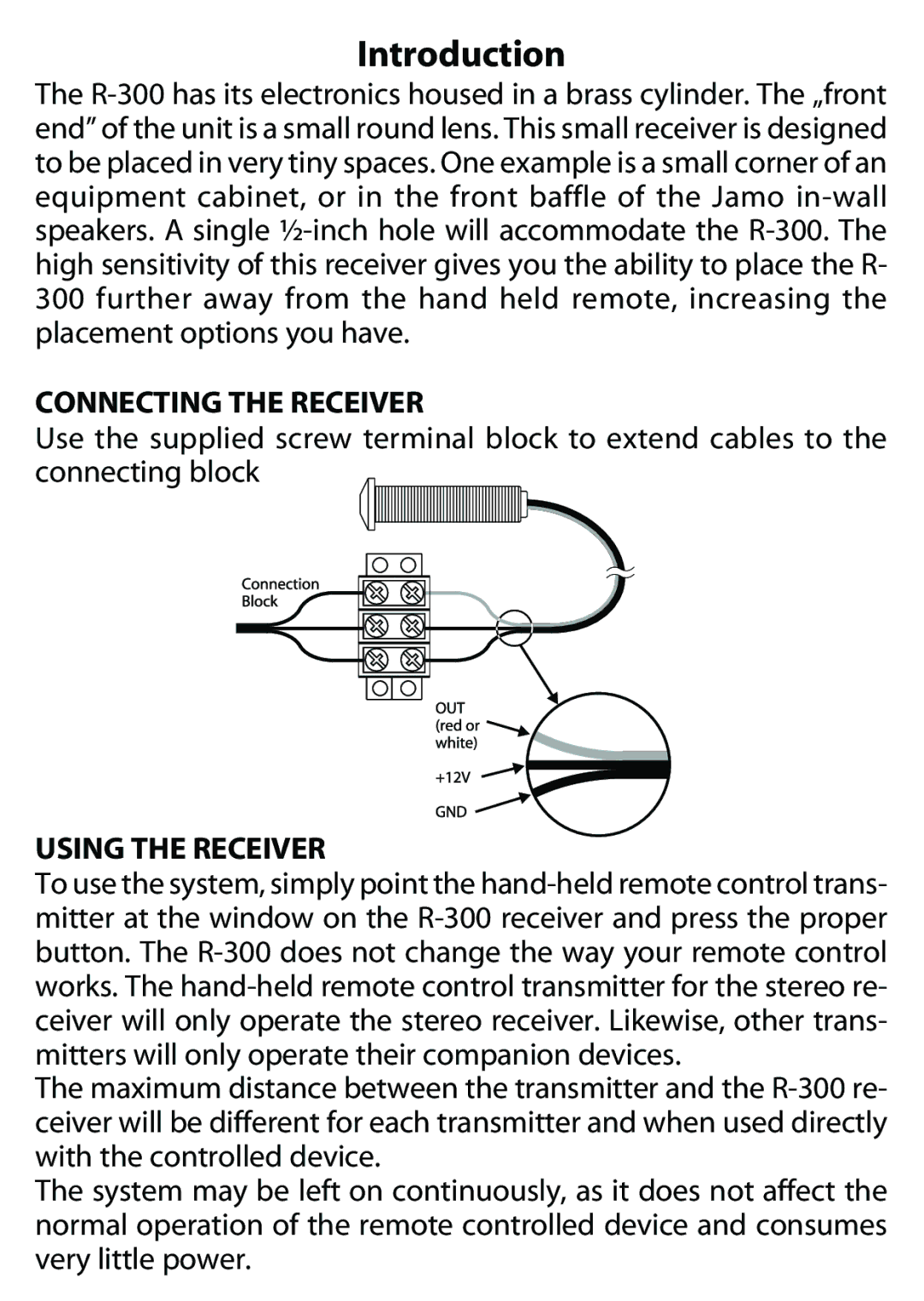 JAMO R-300 manual Introduction, Connecting the Receiver, Using the Receiver 