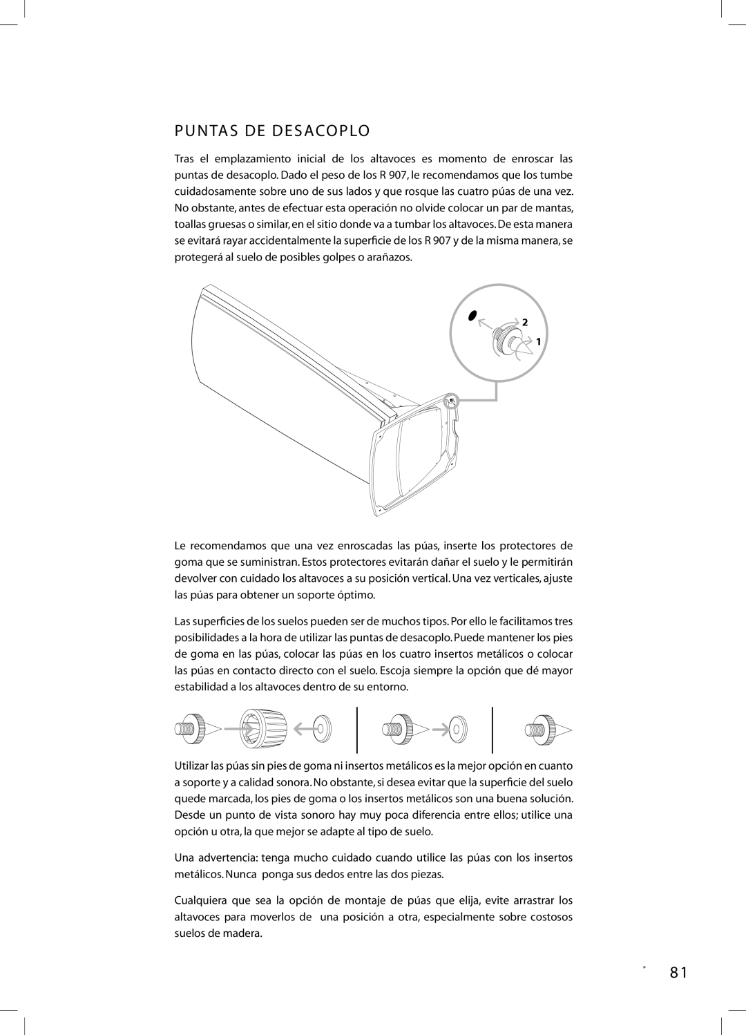 JAMO R 907 owner manual Puntas DE Desacoplo 