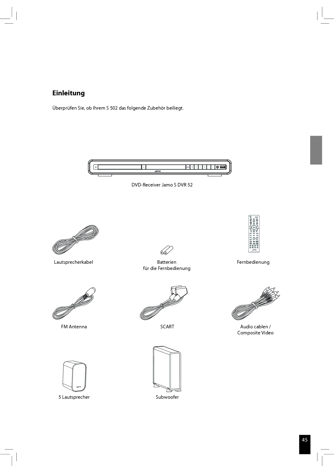 JAMO S 502 manual Einleitung 