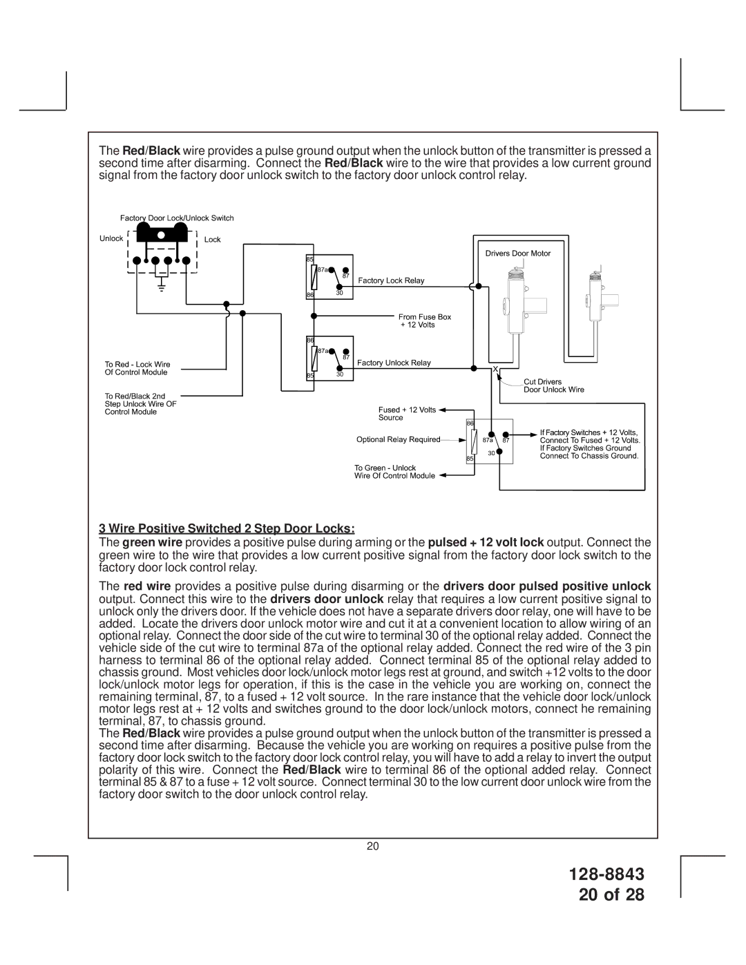 JAMO SS9000 installation manual Wire Positive Switched 2 Step Door Locks 