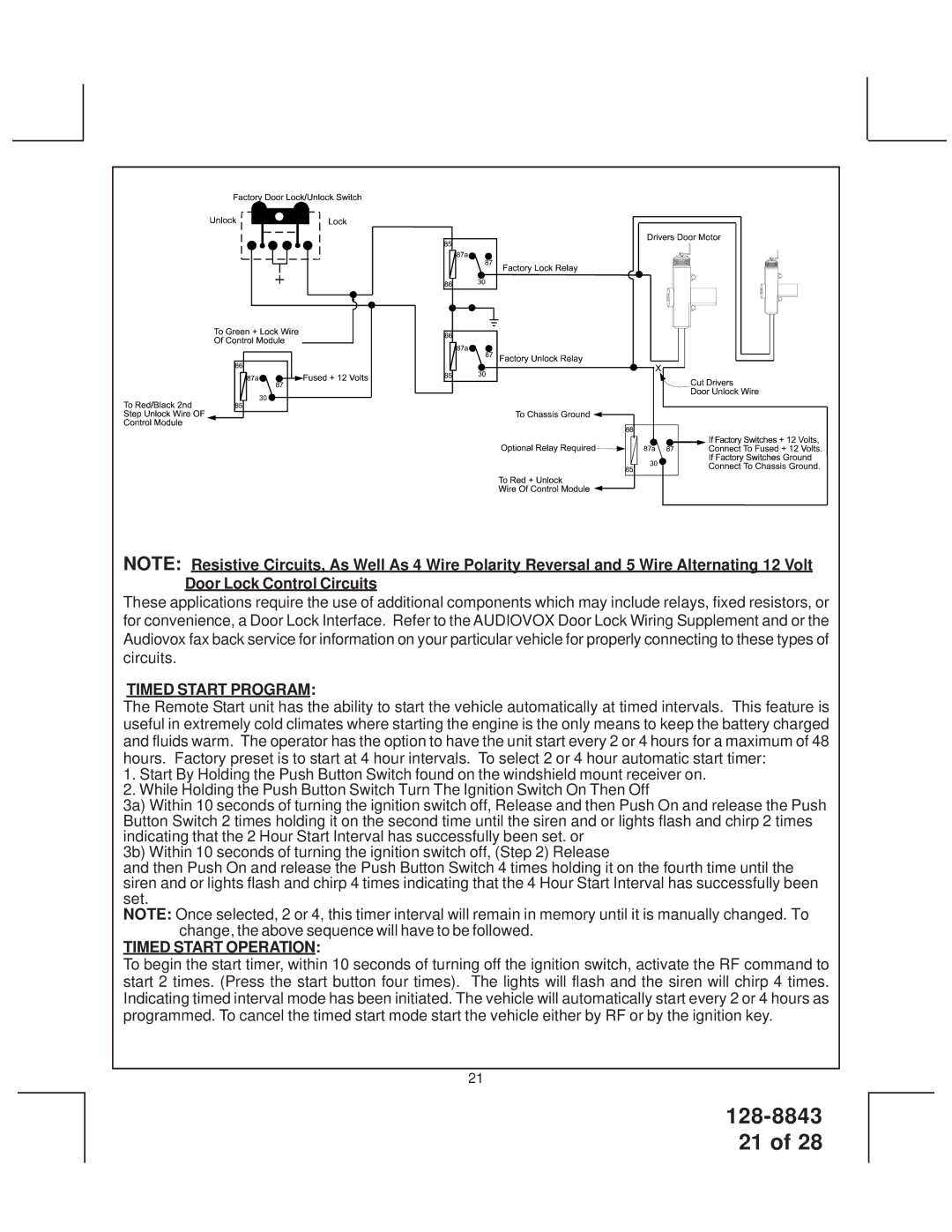 JAMO SS9000 installation manual Timed Start Program, Timed Start Operation 