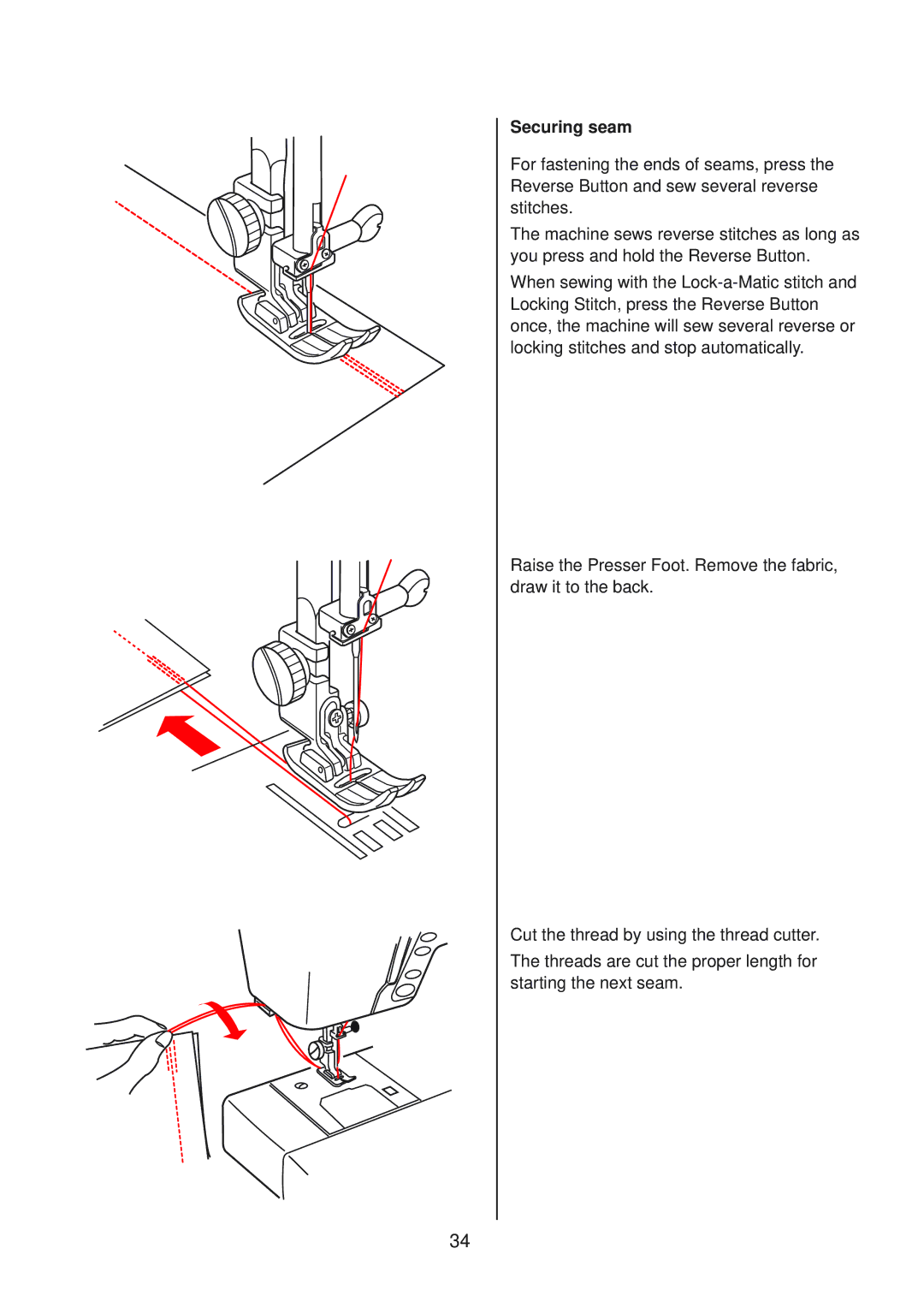 Janome 10001 manual Securing seam 