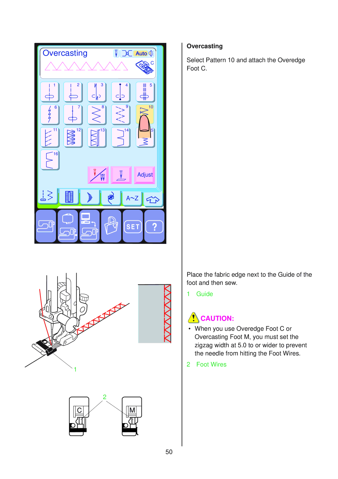 Janome 10001 manual Overcasting 