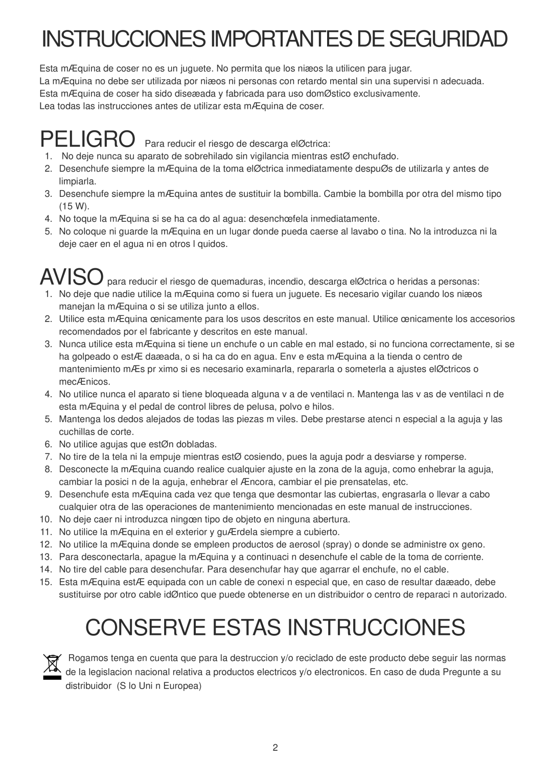 Janome 1100D Professional manual Conserve Estas Instrucciones 