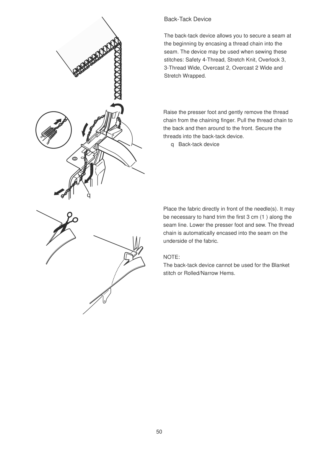 Janome 1100D Professional manual Back-Tack Device 