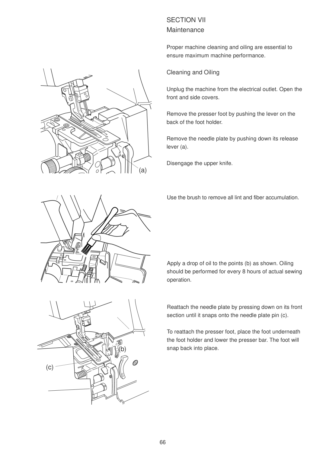 Janome 1100D Professional manual Maintenance, Cleaning and Oiling 