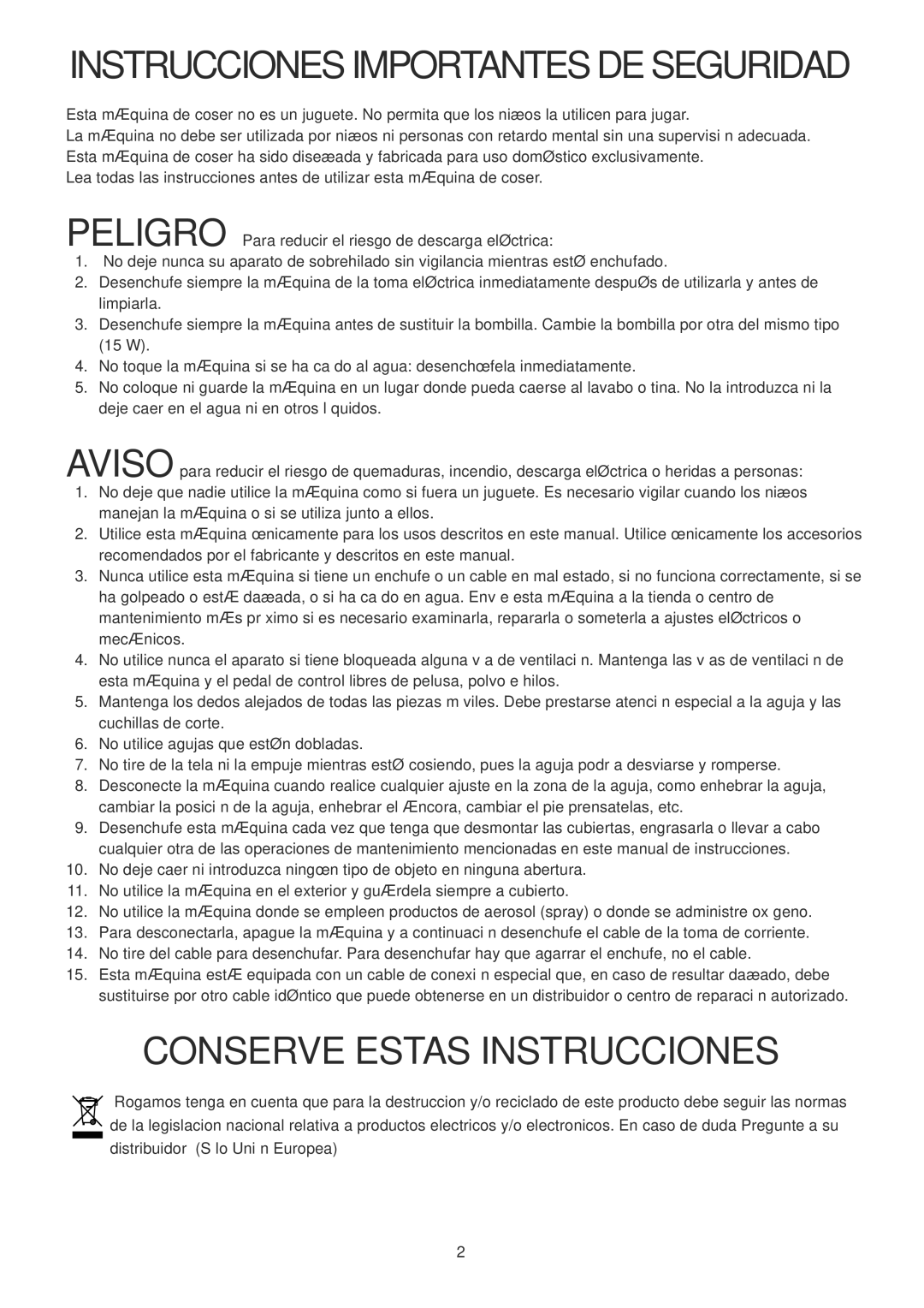 Janome 1100D manual Conserve Estas Instrucciones 