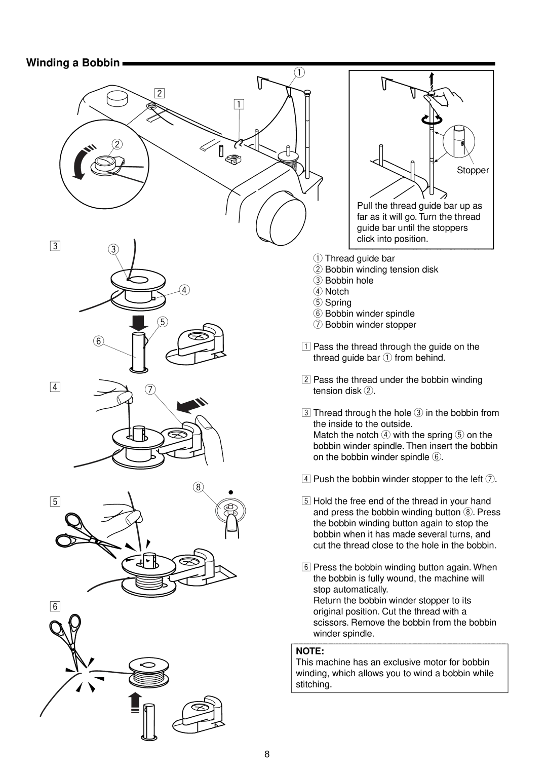 Janome 1600P Series manual Winding a Bobbin 