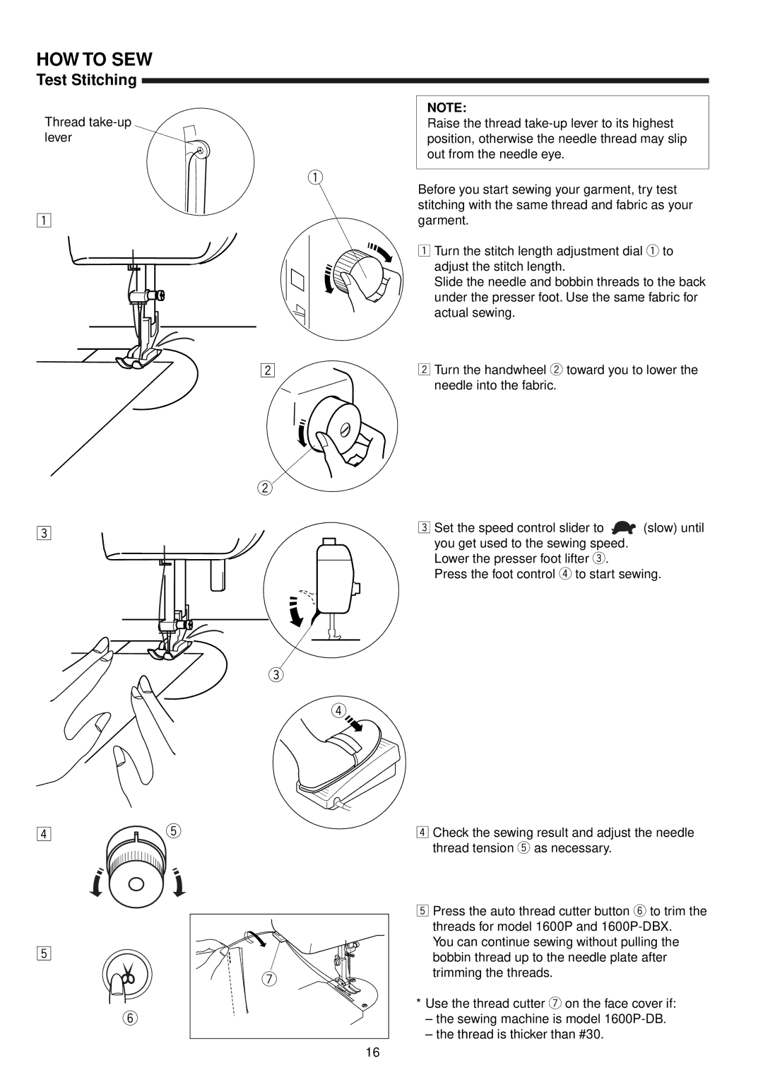 Janome 1600P Series manual HOW to SEW, Test Stitching 