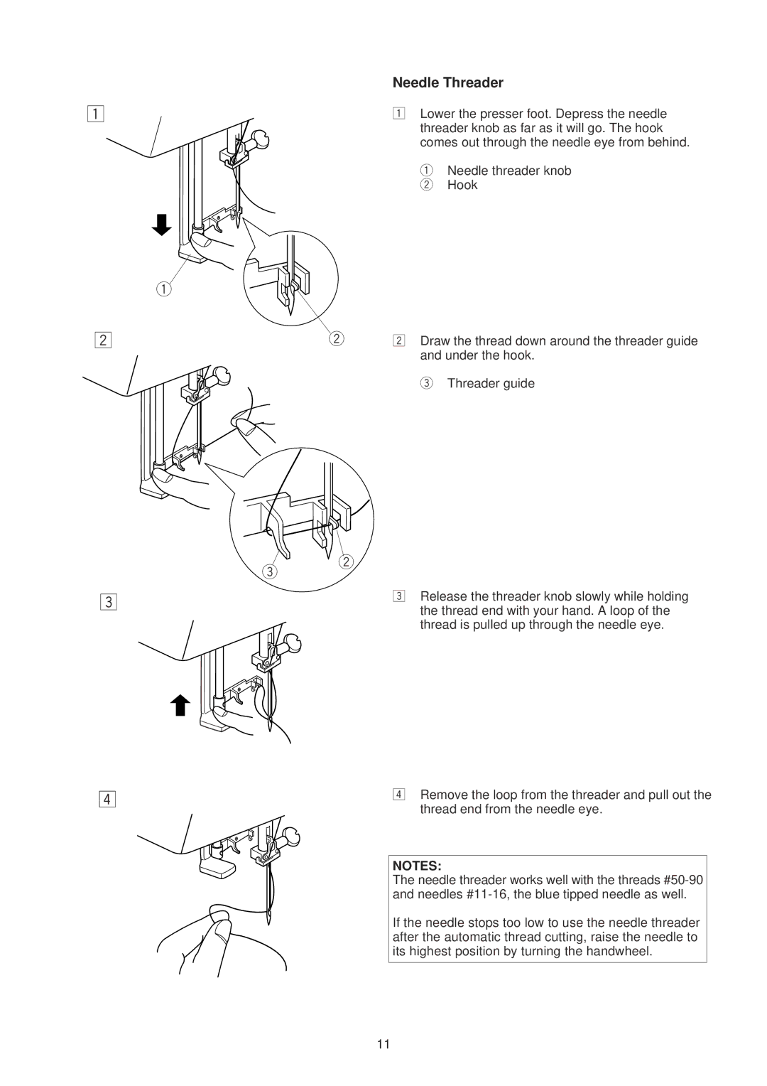 Janome 350E manual Needle Threader 