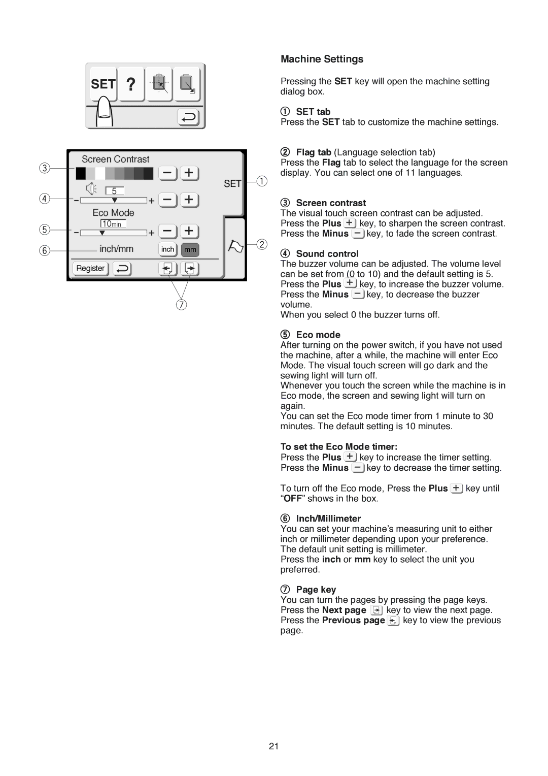 Janome 350E manual Machine Settings 