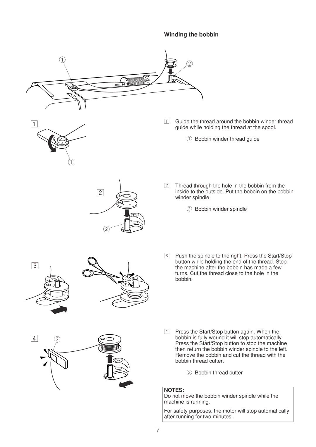 Janome 350E manual Guide the thread around the bobbin winder thread 