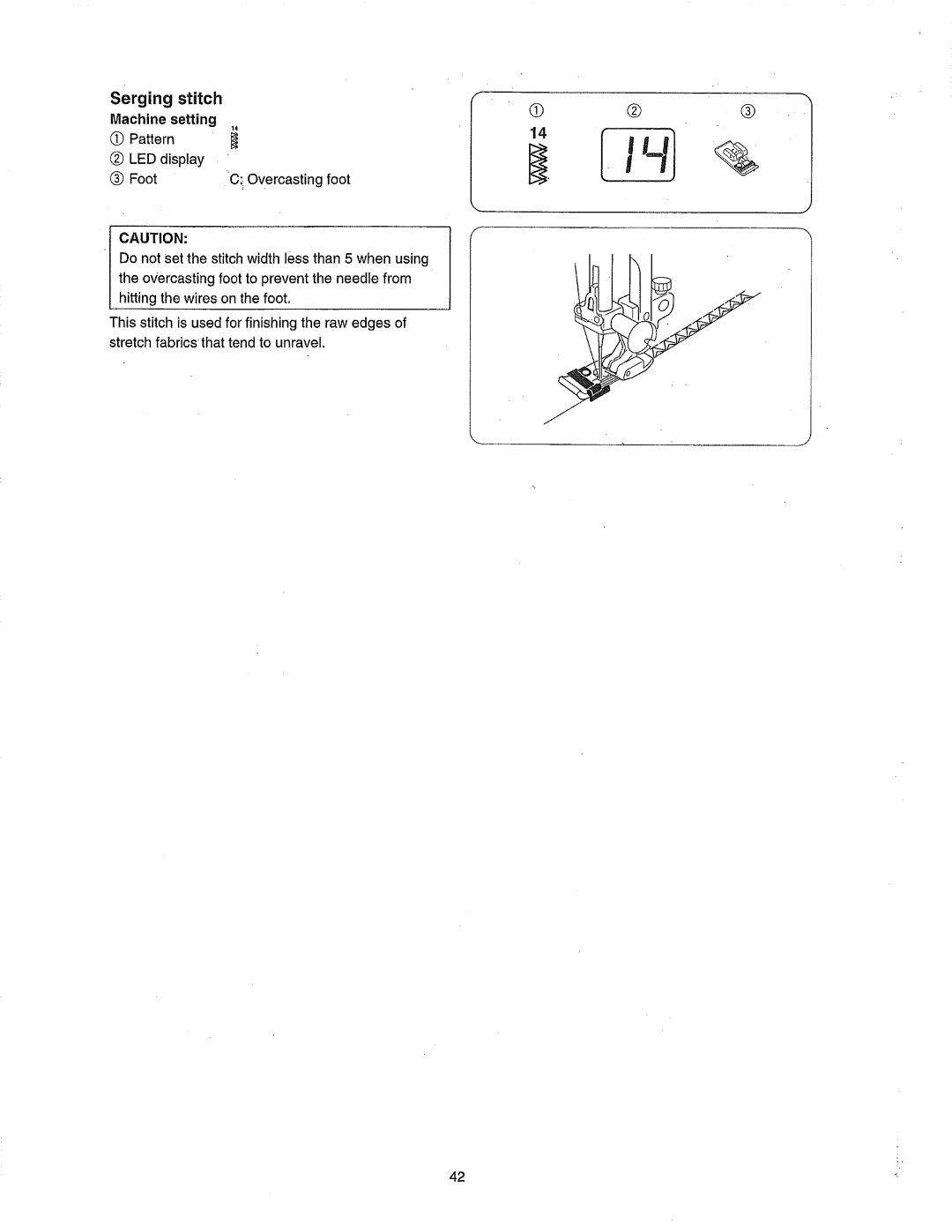 Janome 385.80802 owner manual Serging stitch 