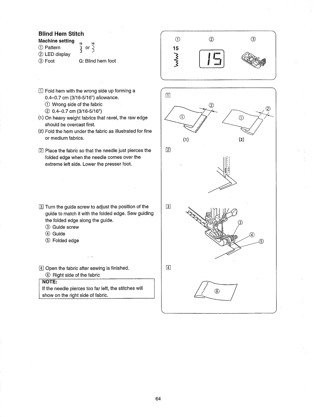 Janome 385.80802 owner manual Blind Hem Stitch, Setting 