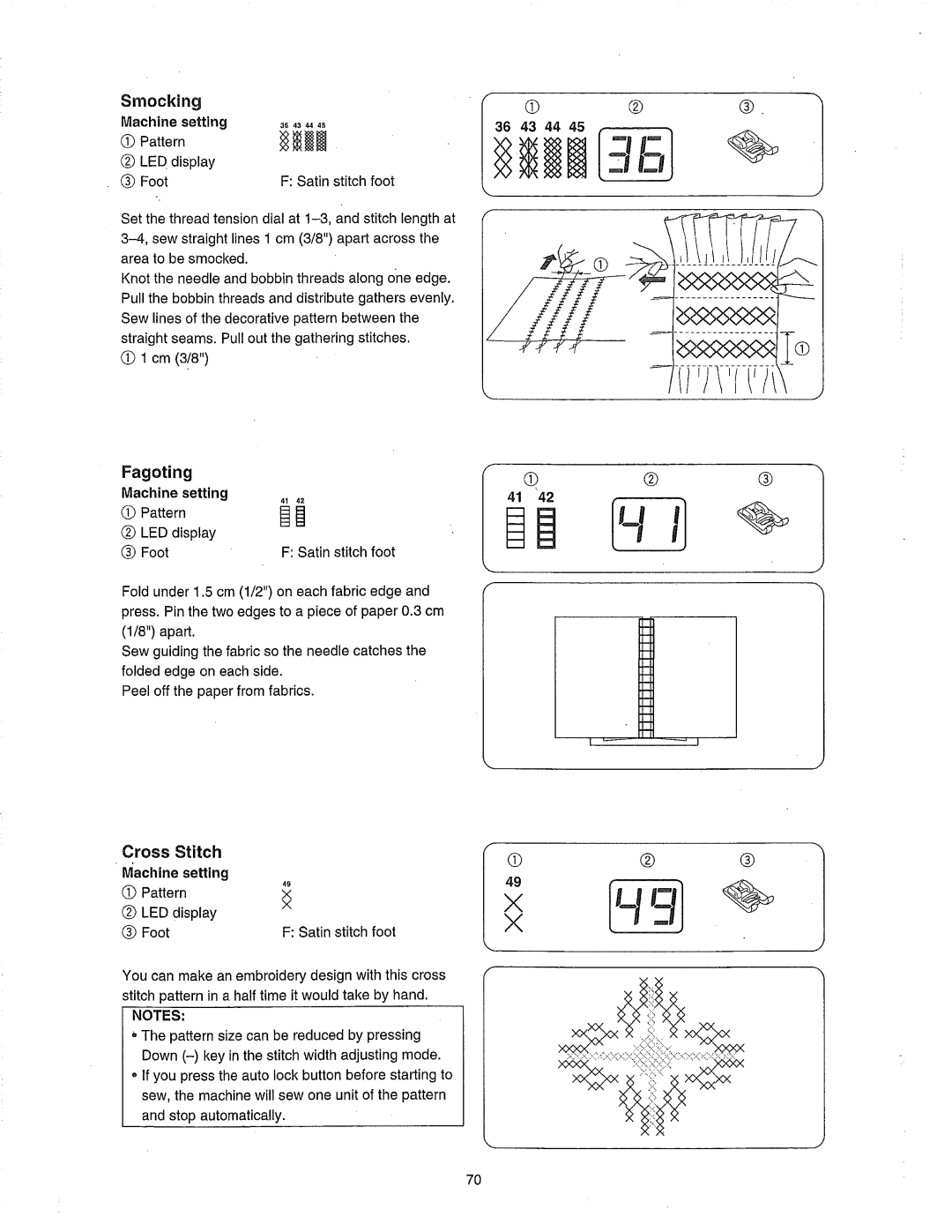 Janome 385.80802 owner manual Smocking, Fagoting 