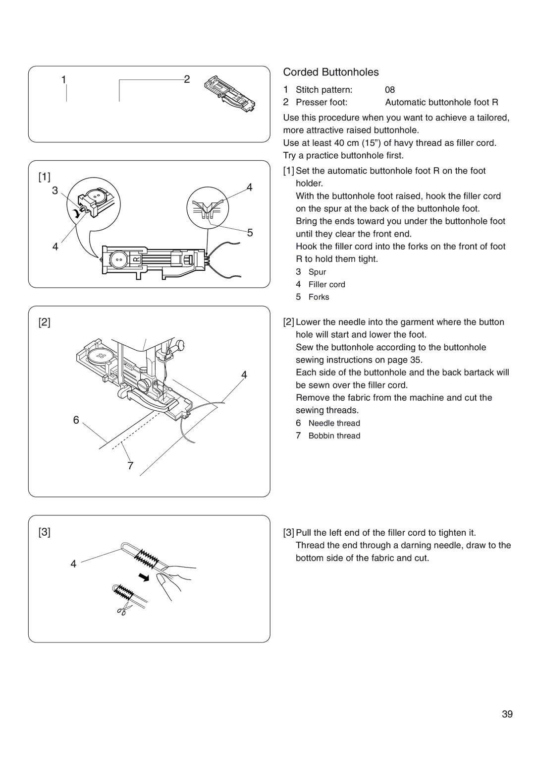 Janome 4800 manual Corded Buttonholes 