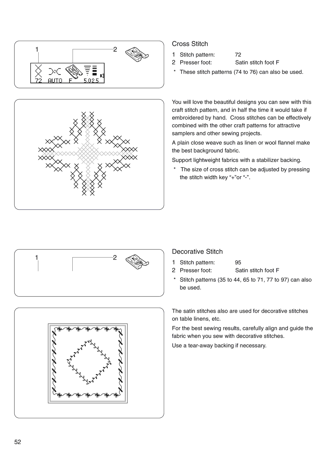 Janome 4800 manual Cross Stitch, Decorative Stitch 