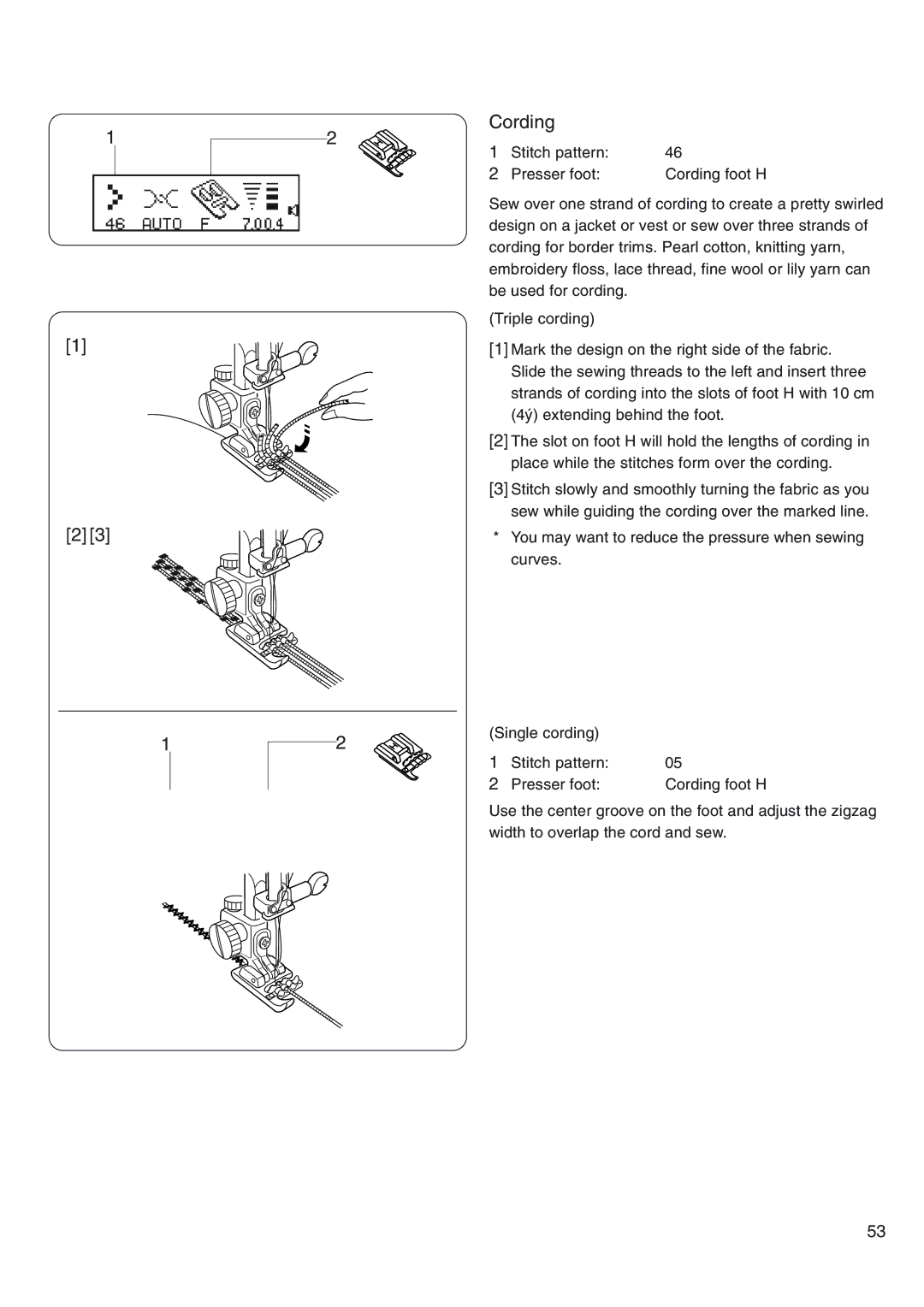 Janome 4800 manual Cording 