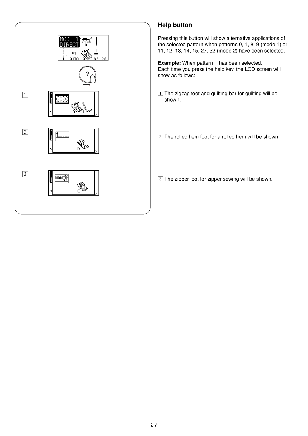 Janome 4900 QC manual Help button 