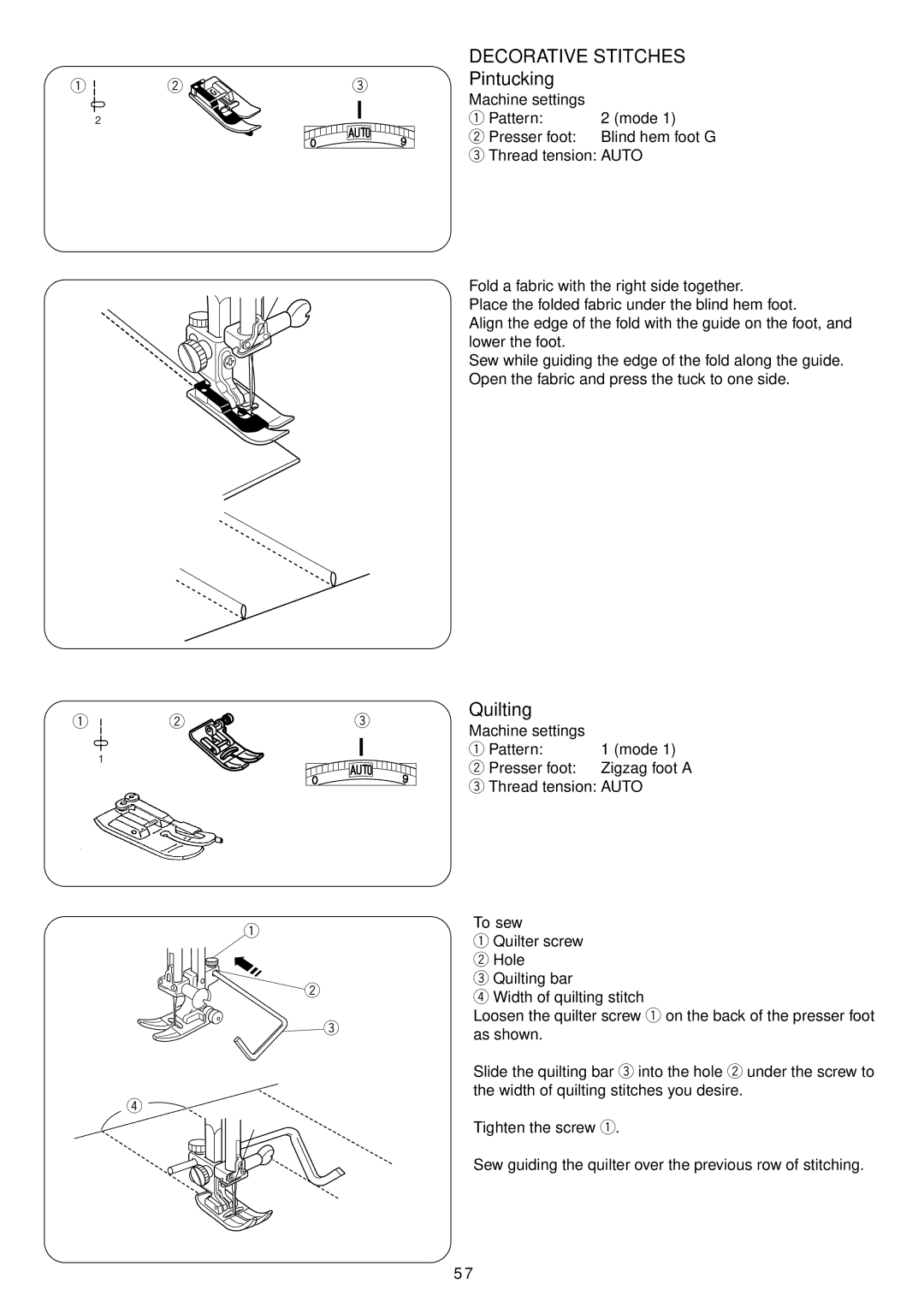 Janome 4900 QC manual EPintucking, Quilting 