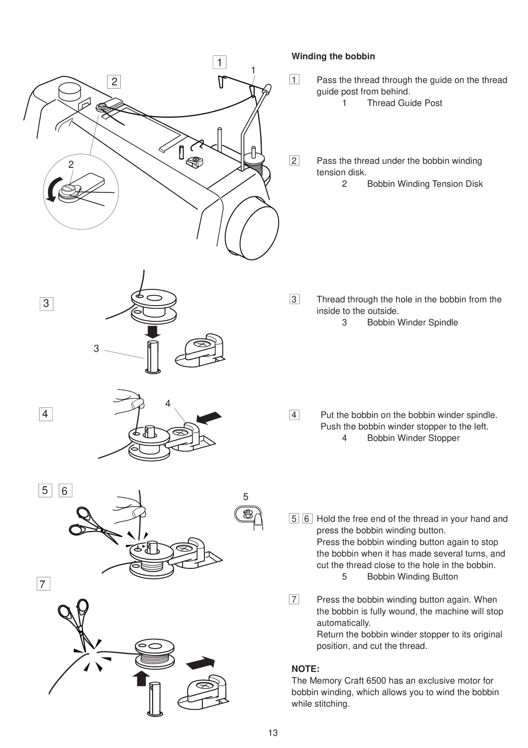 Janome 6500 manual Winding the bobbin 