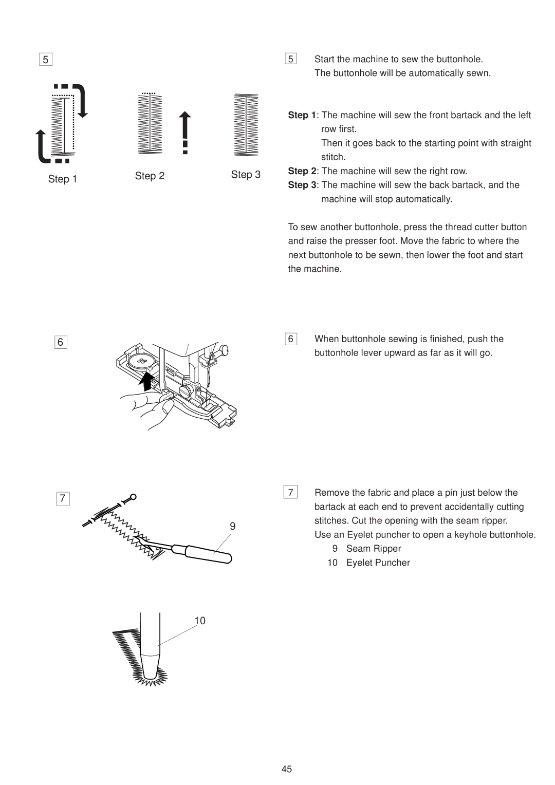 Janome 6500 manual Step 