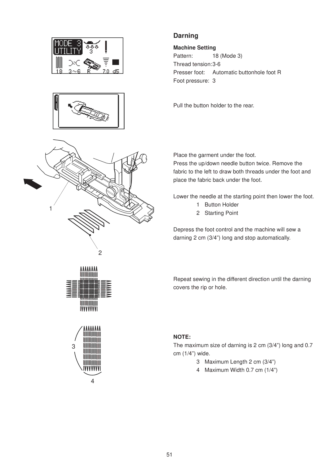 Janome 6500 manual Darning 