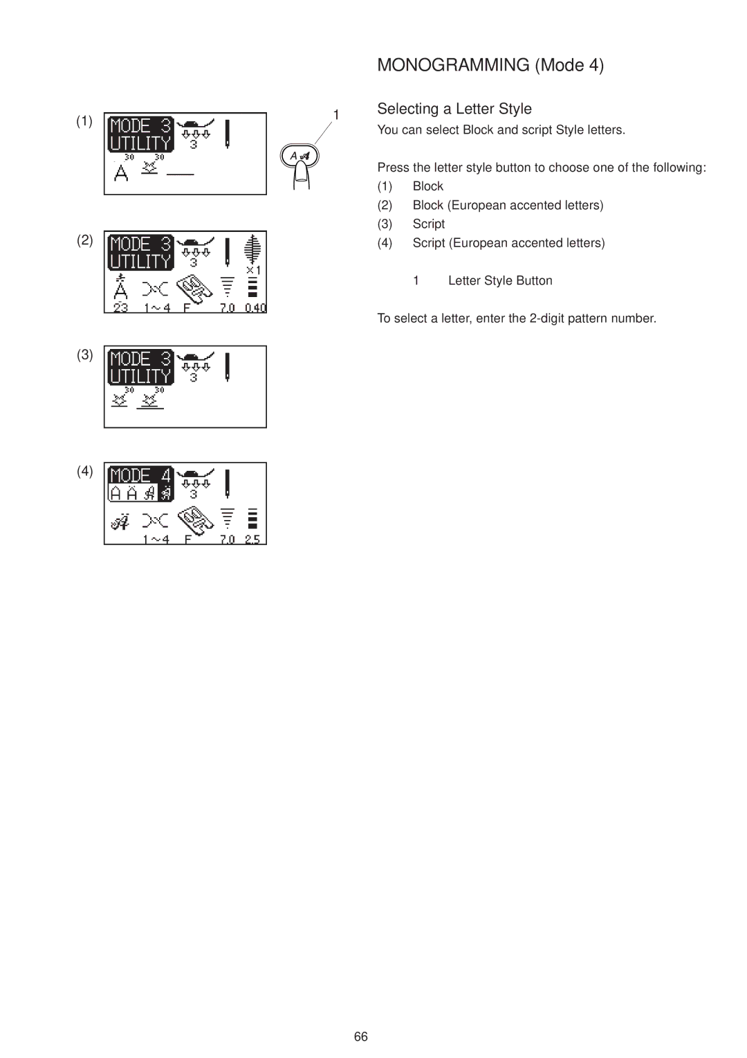 Janome 6500 manual Monogramming Mode, Selecting a Letter Style 