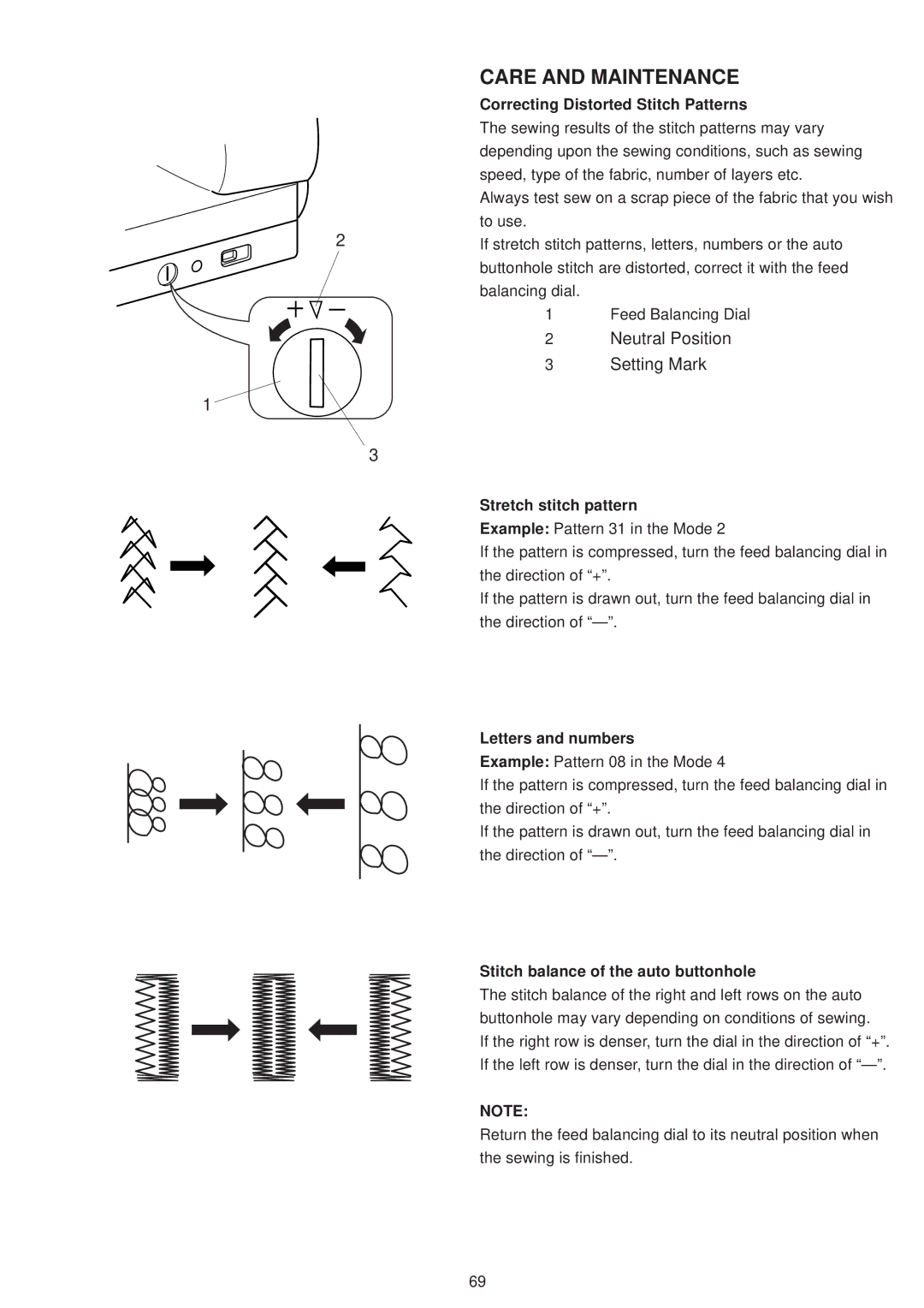 Janome 6500 manual Correcting Distorted Stitch Patterns, Stretch stitch pattern, Letters and numbers 