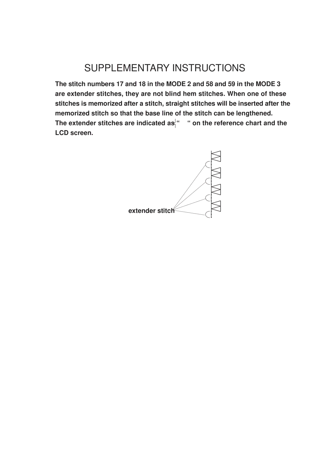 Janome 6500 manual Supplementary Instructions 