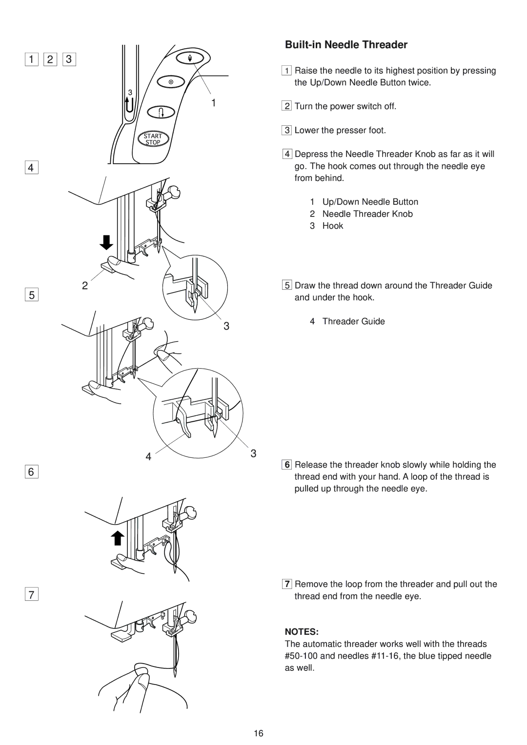 Janome 9500 manual Built-in Needle Threader 