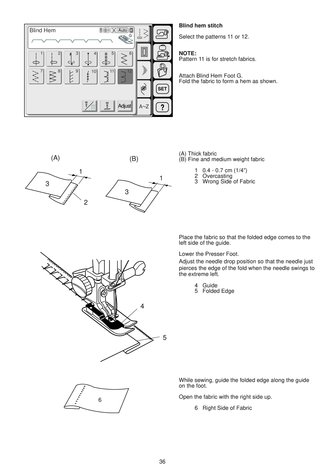 Janome 9500 manual Blind hem stitch 