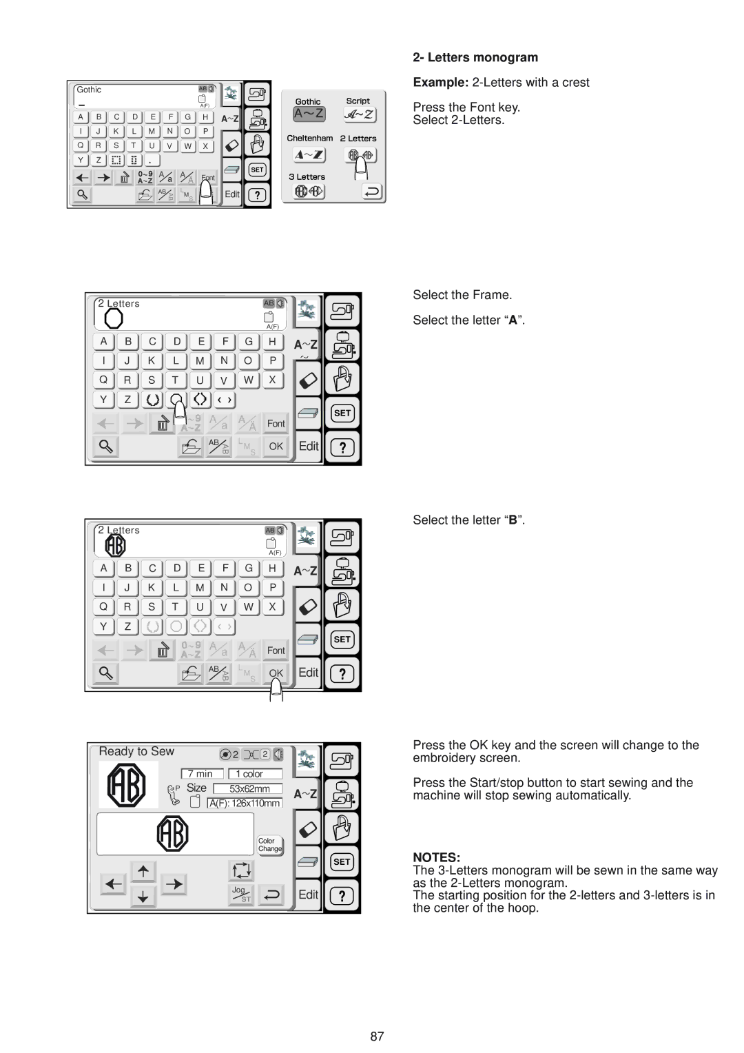 Janome 9500 manual Letters monogram 