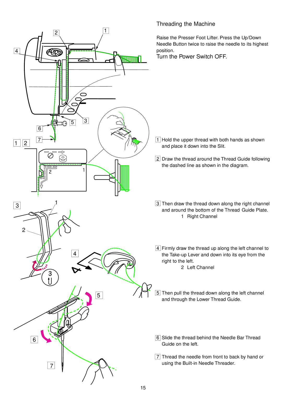 Janome 9700 manual Threading the Machine 