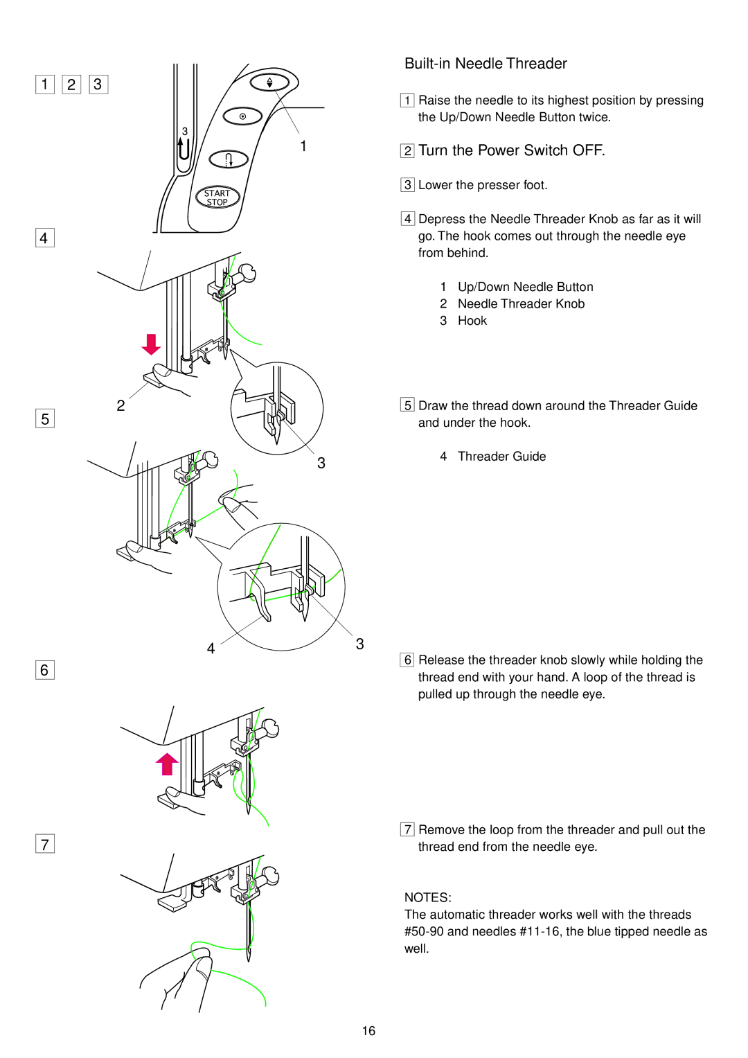 Janome 9700 manual Built-in Needle Threader 