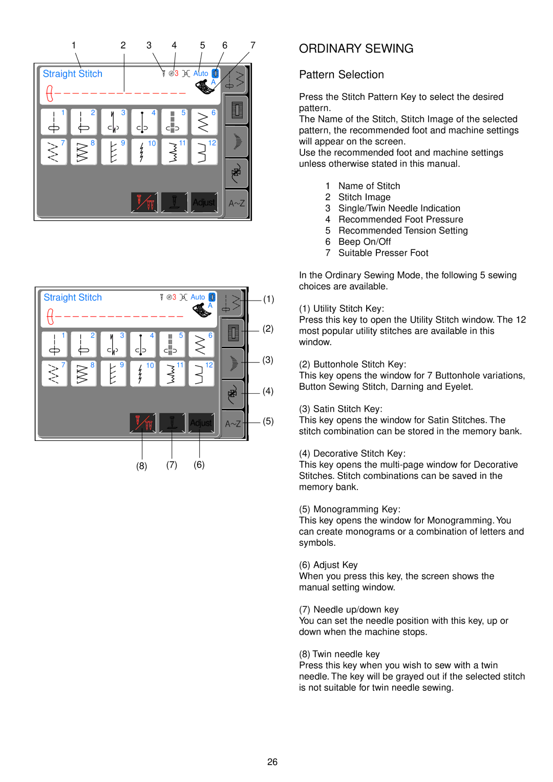 Janome 9700 manual Pattern Selection 