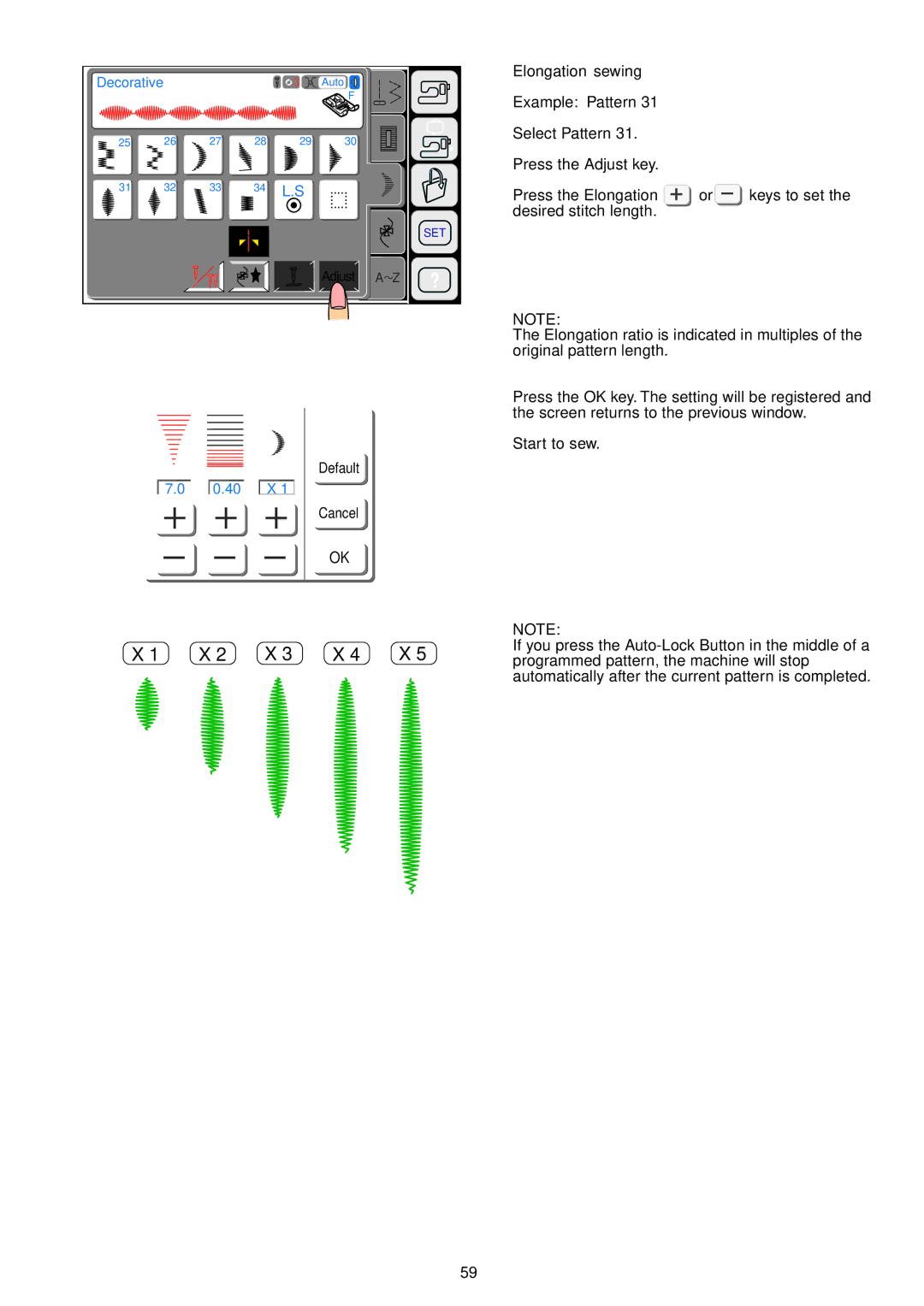 Janome 9700 manual Elongation sewing 