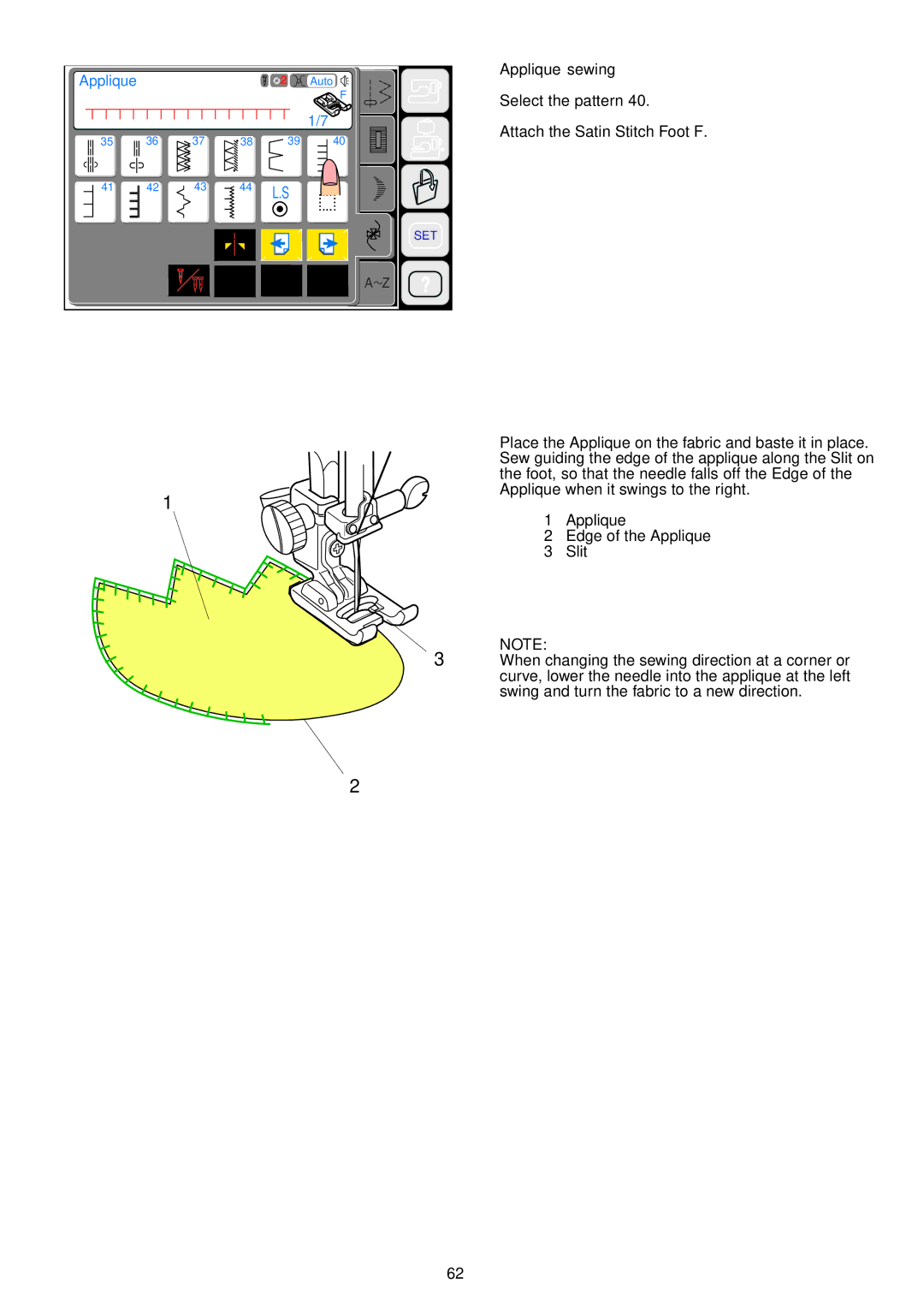 Janome 9700 manual Applique sewing 