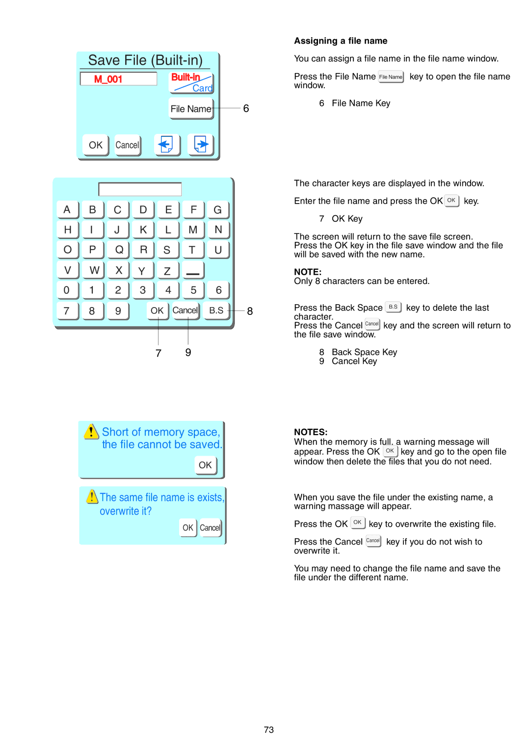 Janome 9700 manual Card, Assigning a file name 