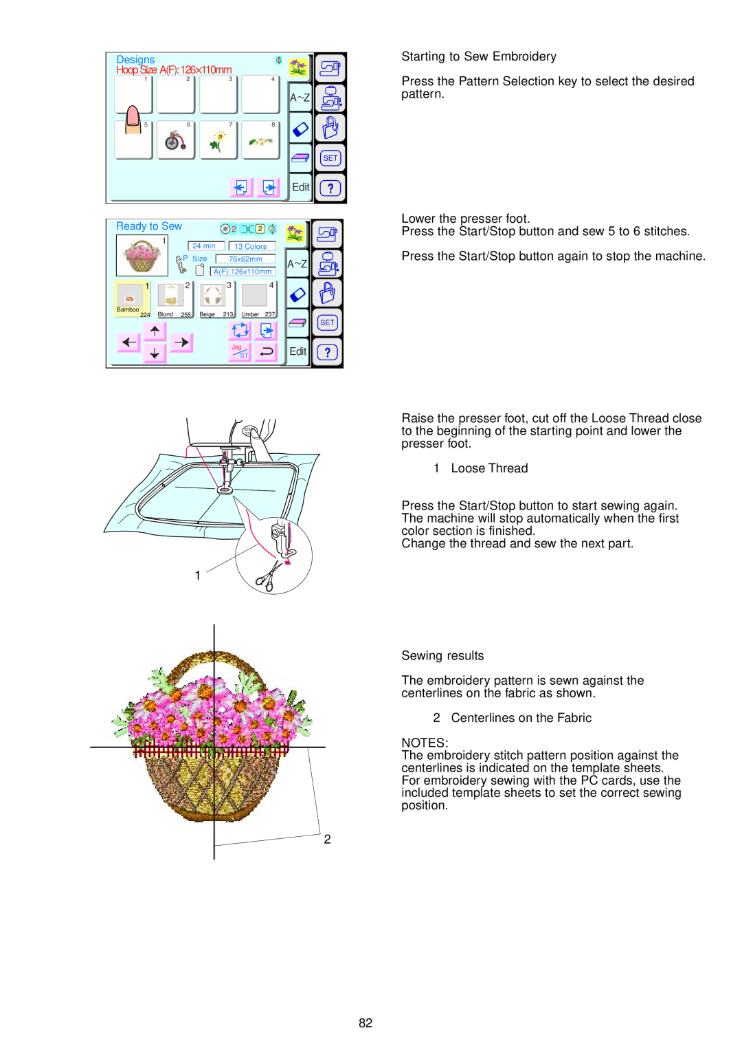 Janome 9700 manual Starting to Sew Embroidery, Sewing results 