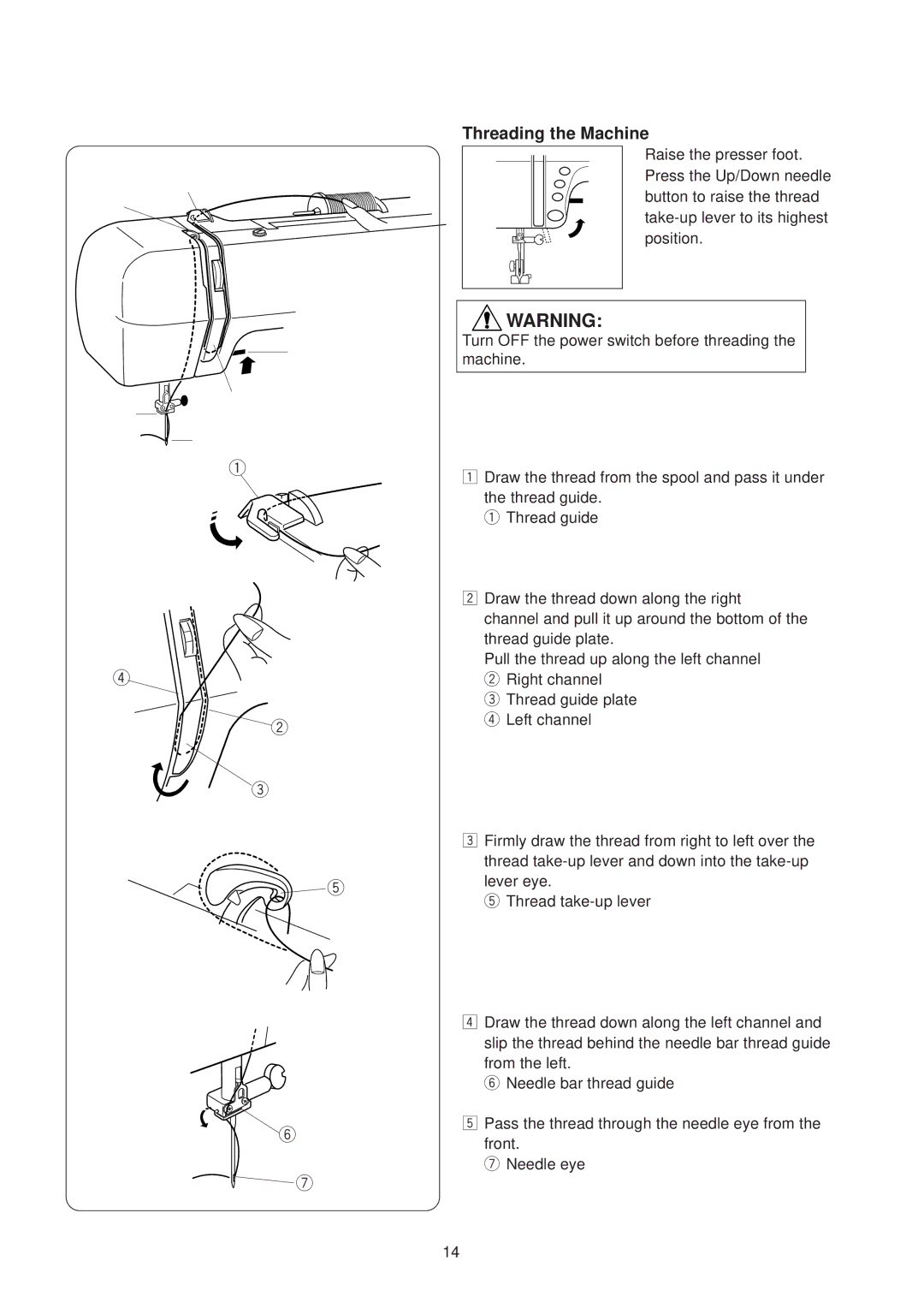 Janome JP760 manual Threading the Machine 