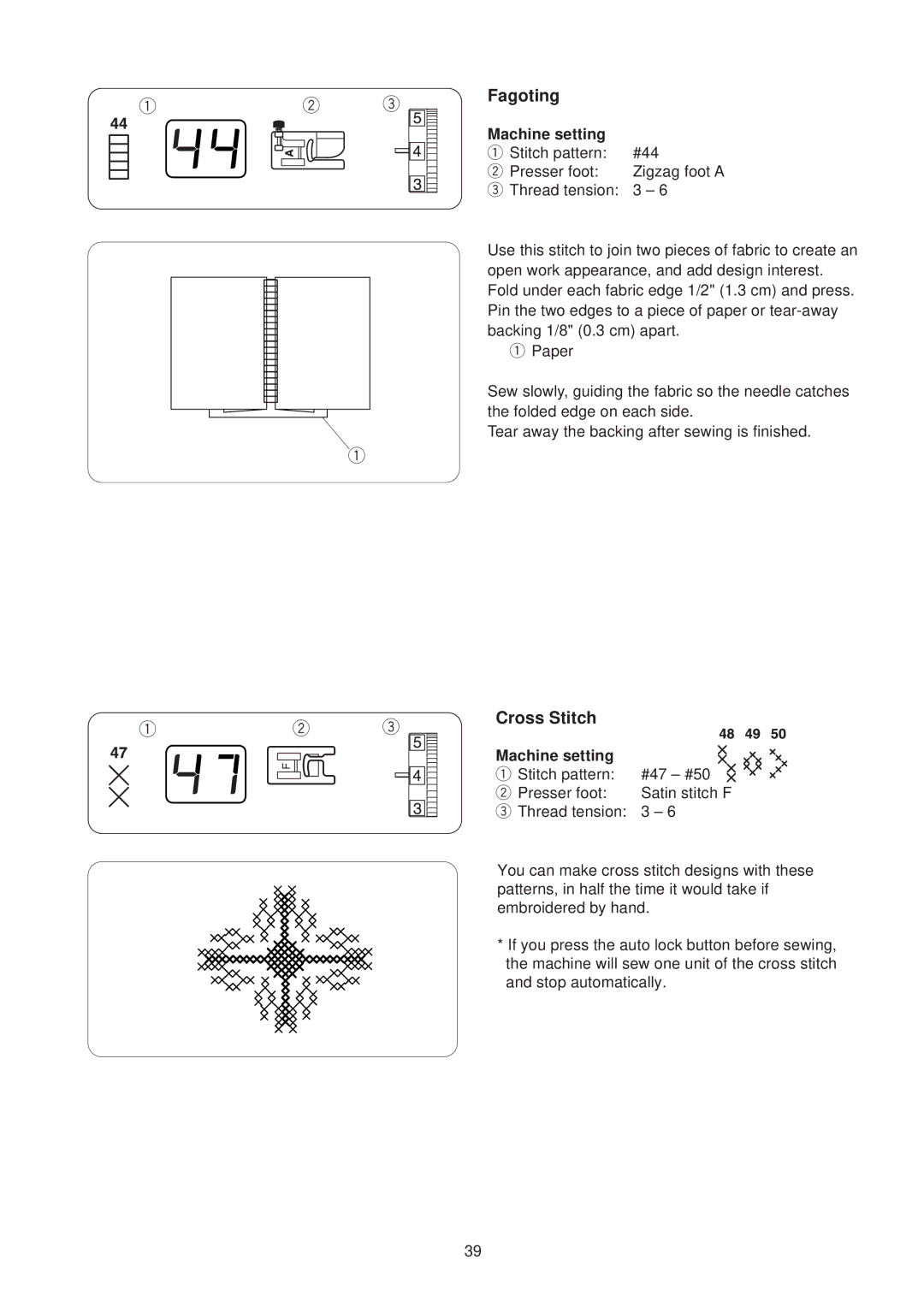 Janome JP760 manual Fagoting, Cross Stitch 