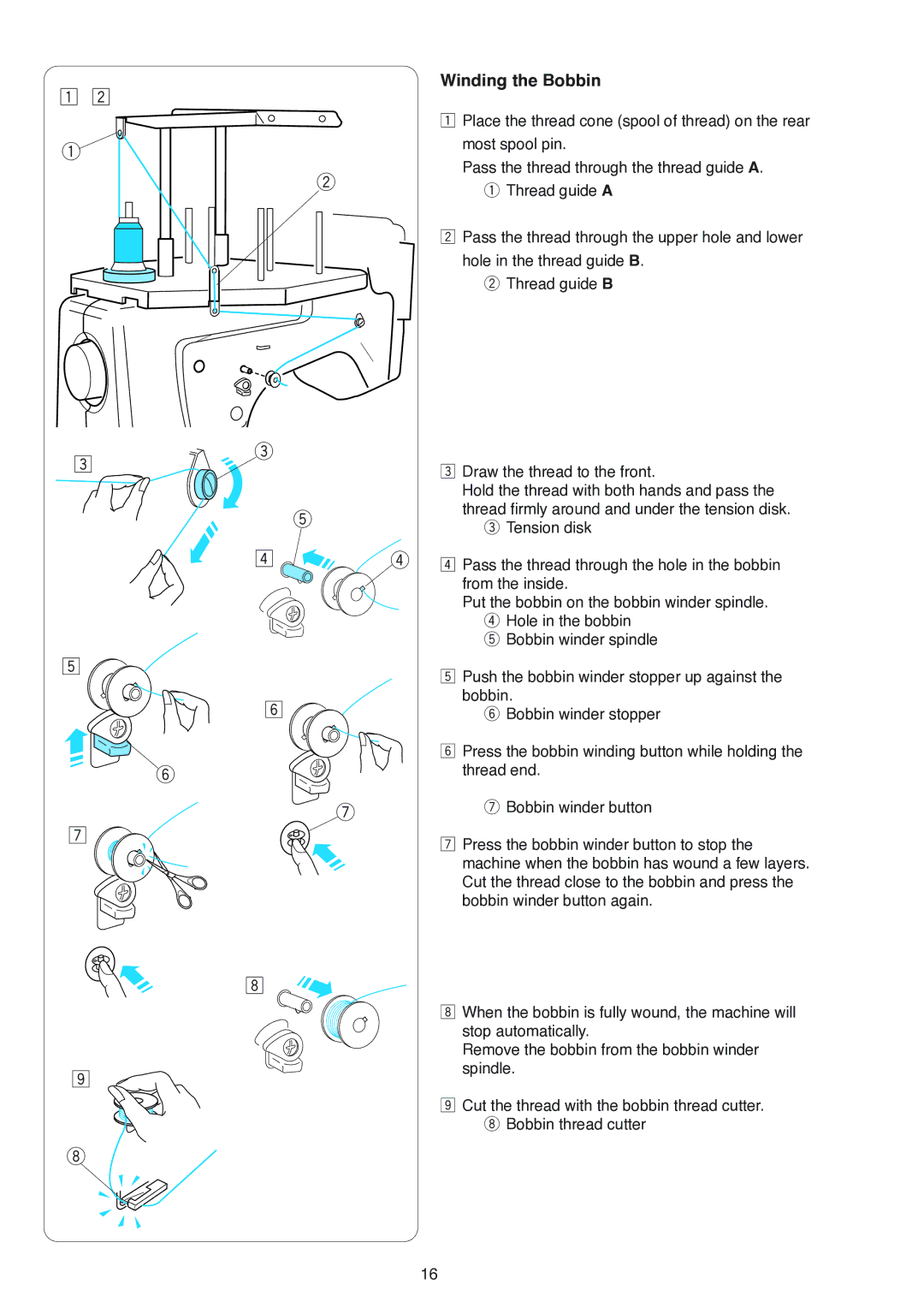 Janome MB-4 manual Winding the Bobbin 