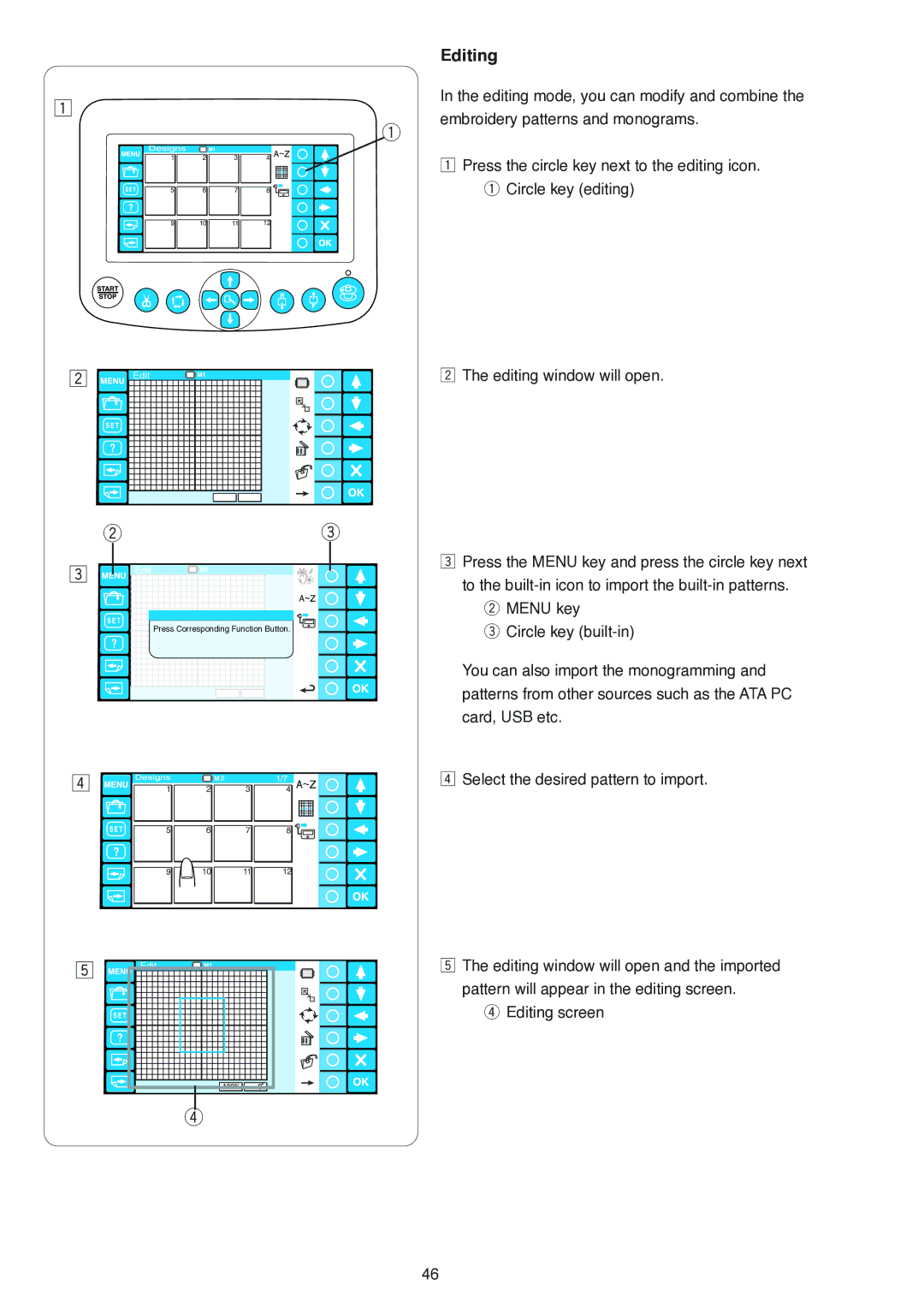 Janome MB-4 manual Editing 