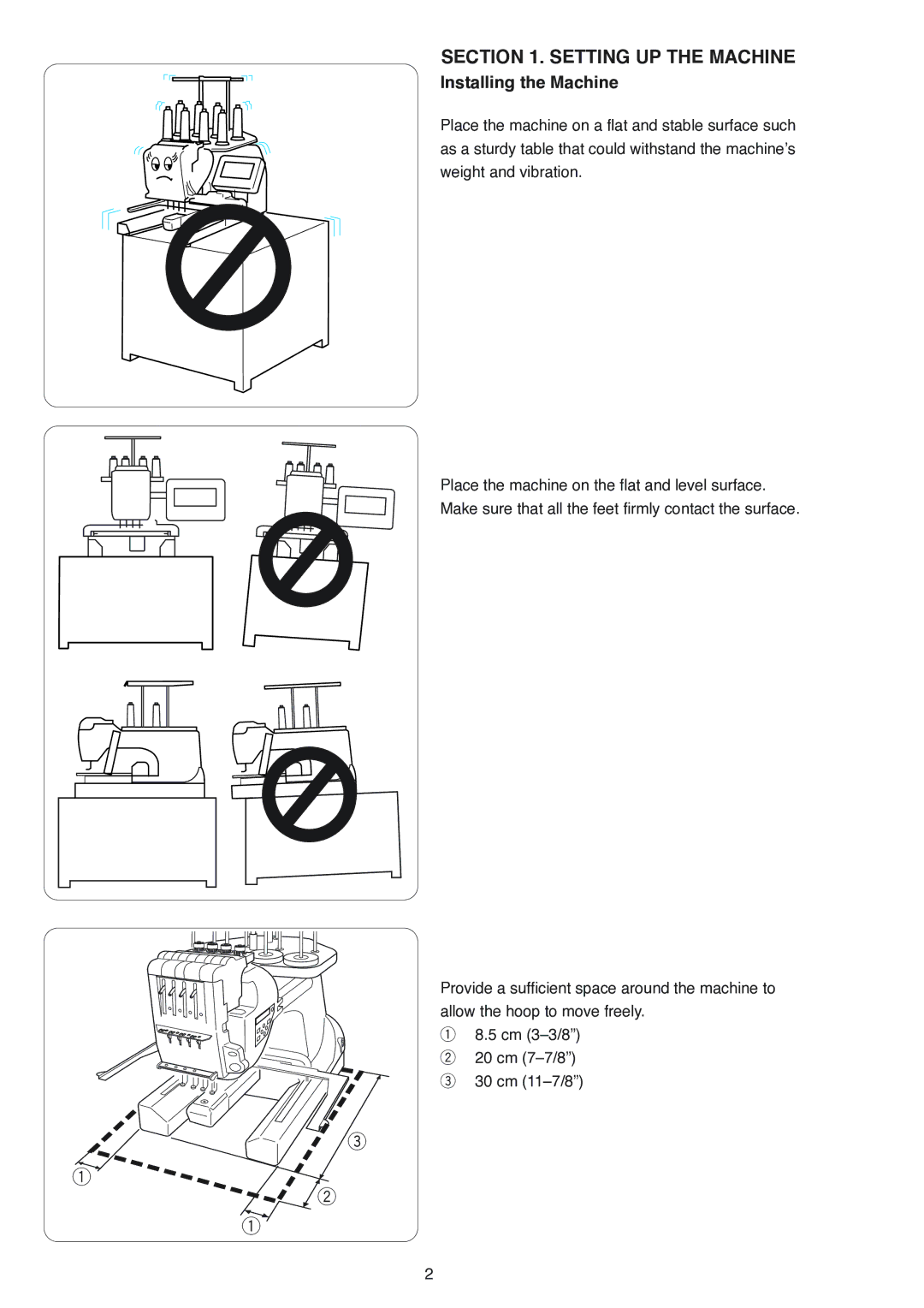 Janome MB-4 manual Setting UP the Machine, Installing the Machine 